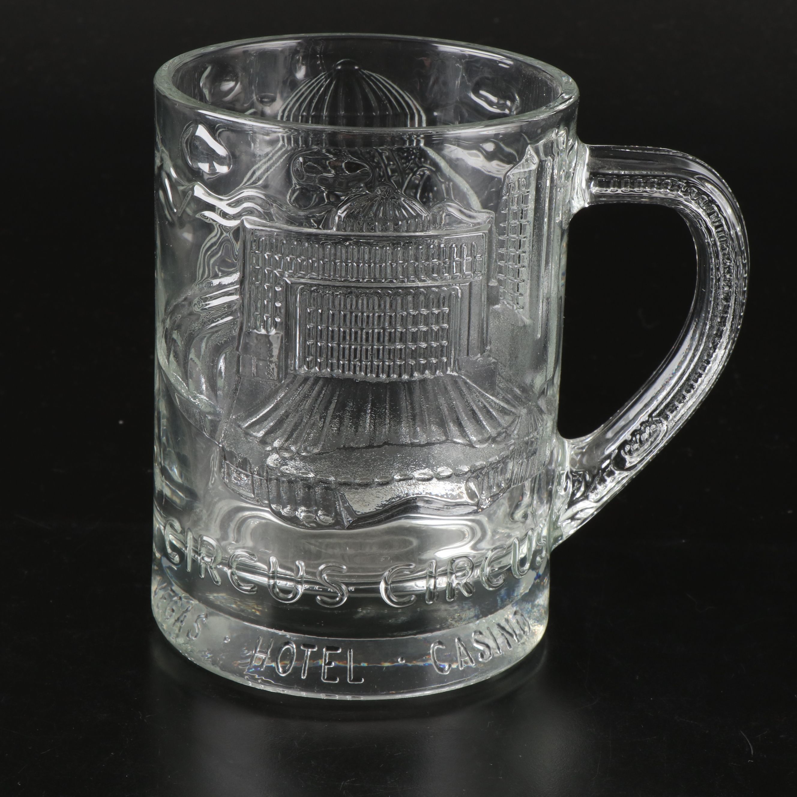 Casino Souvenir Pressed Glass Beer Mugs and Goblet