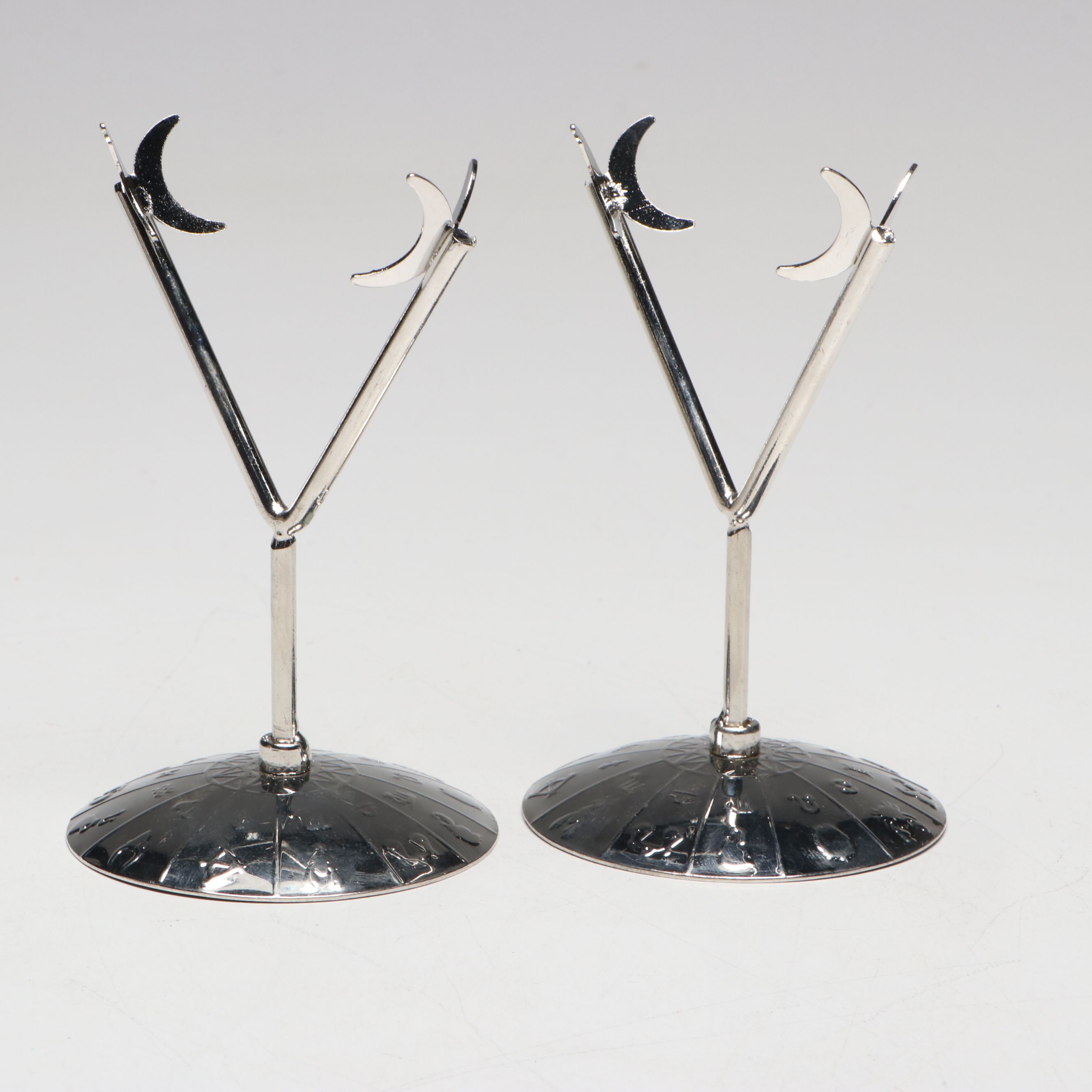 Polished Triangular Fluorite Specimens with Metal Zodiac Stands