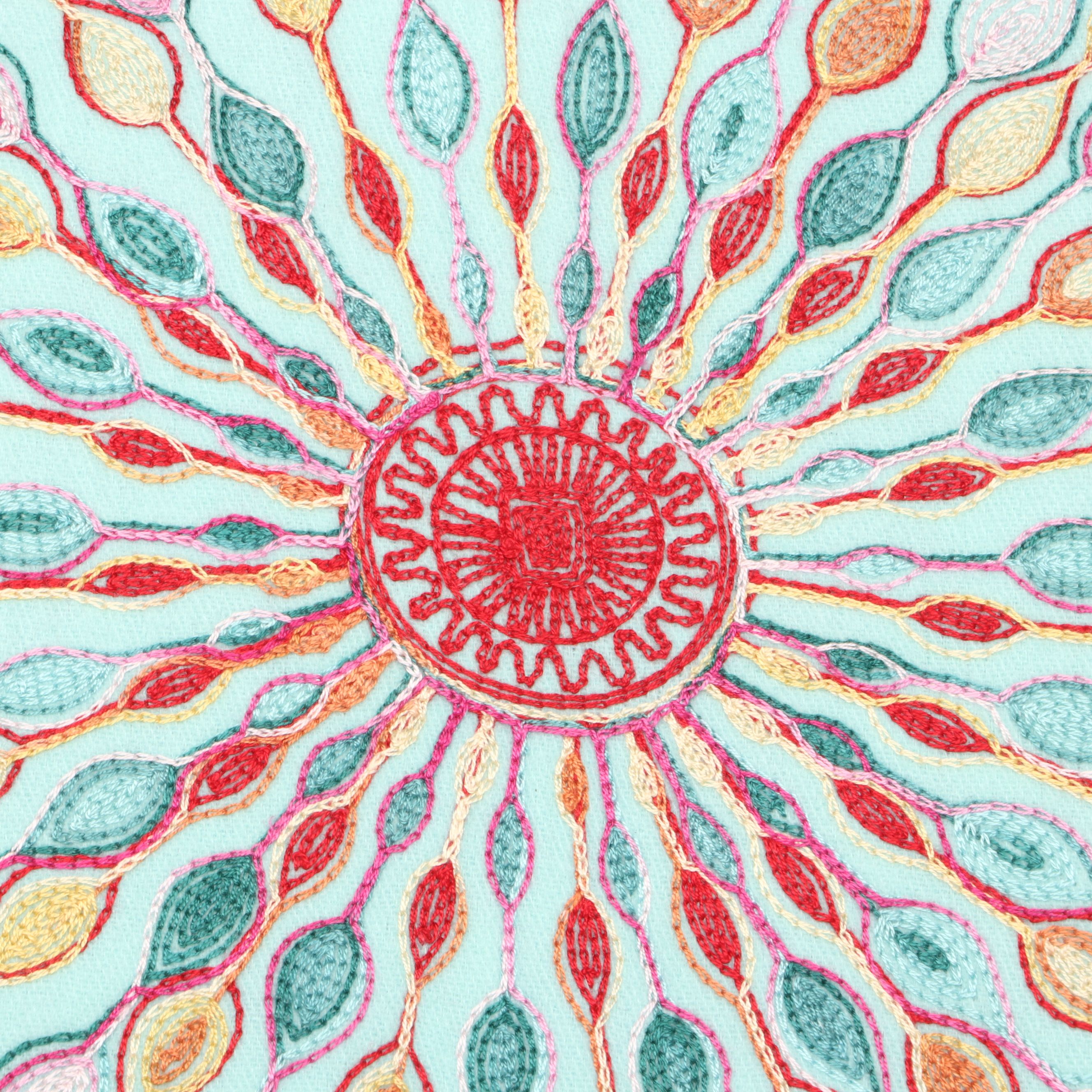 Radial Peacock Feather Cashmere Wool Fringe Scarf