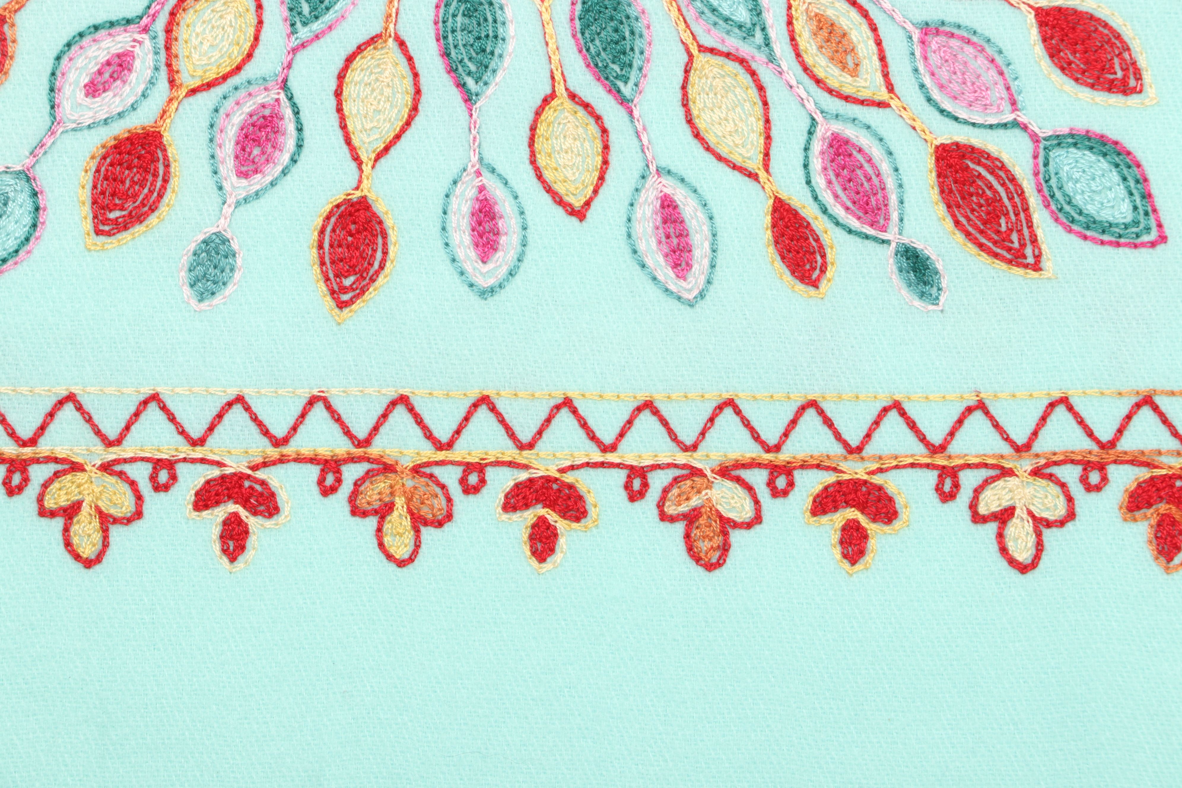 Radial Peacock Feather Cashmere Wool Fringe Scarf