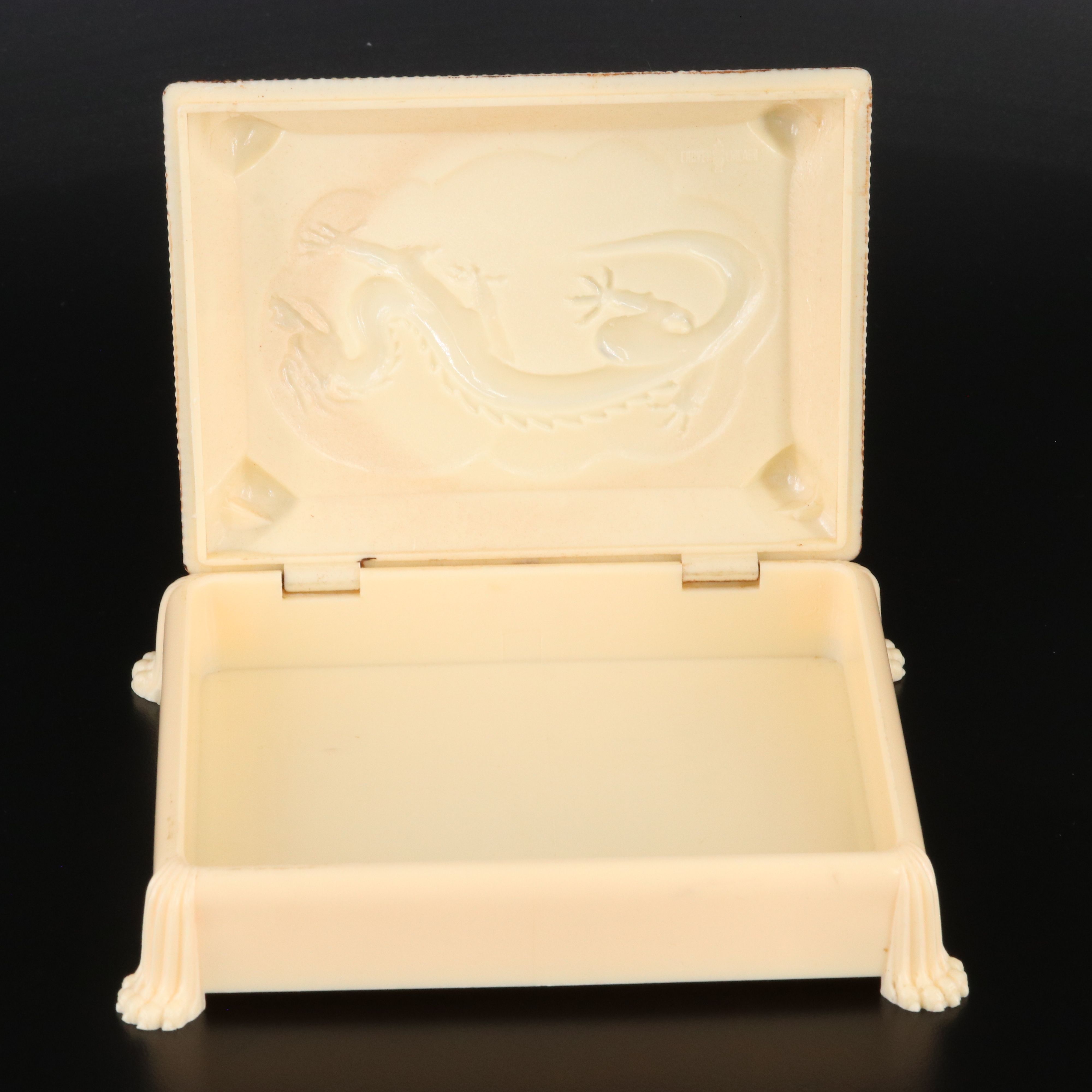 Czech Style Glass Bead Necklace and Earrings with Celluloid Dragon Box