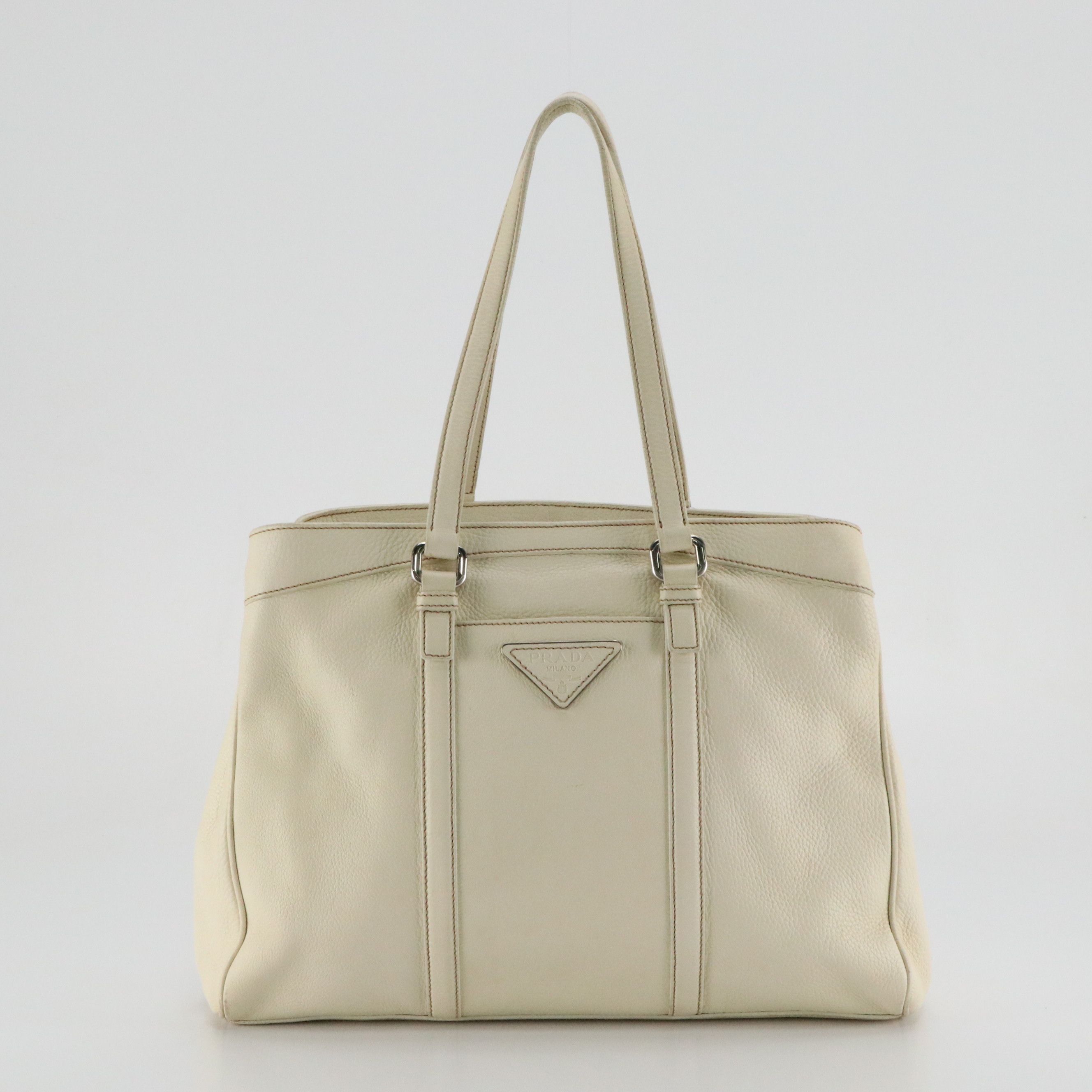 Prada Tote Bag in Antique White Leather