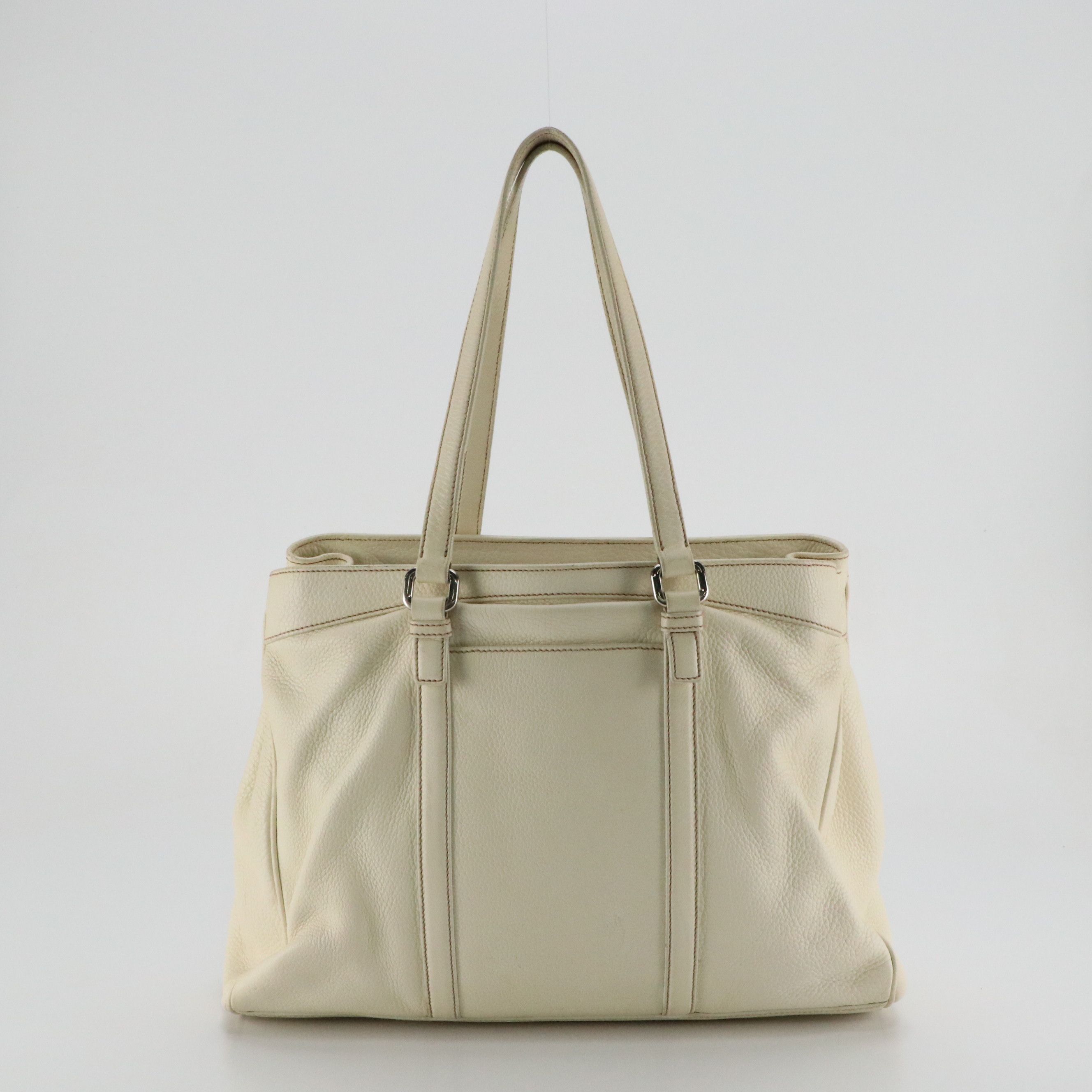 Prada Tote Bag in Antique White Leather