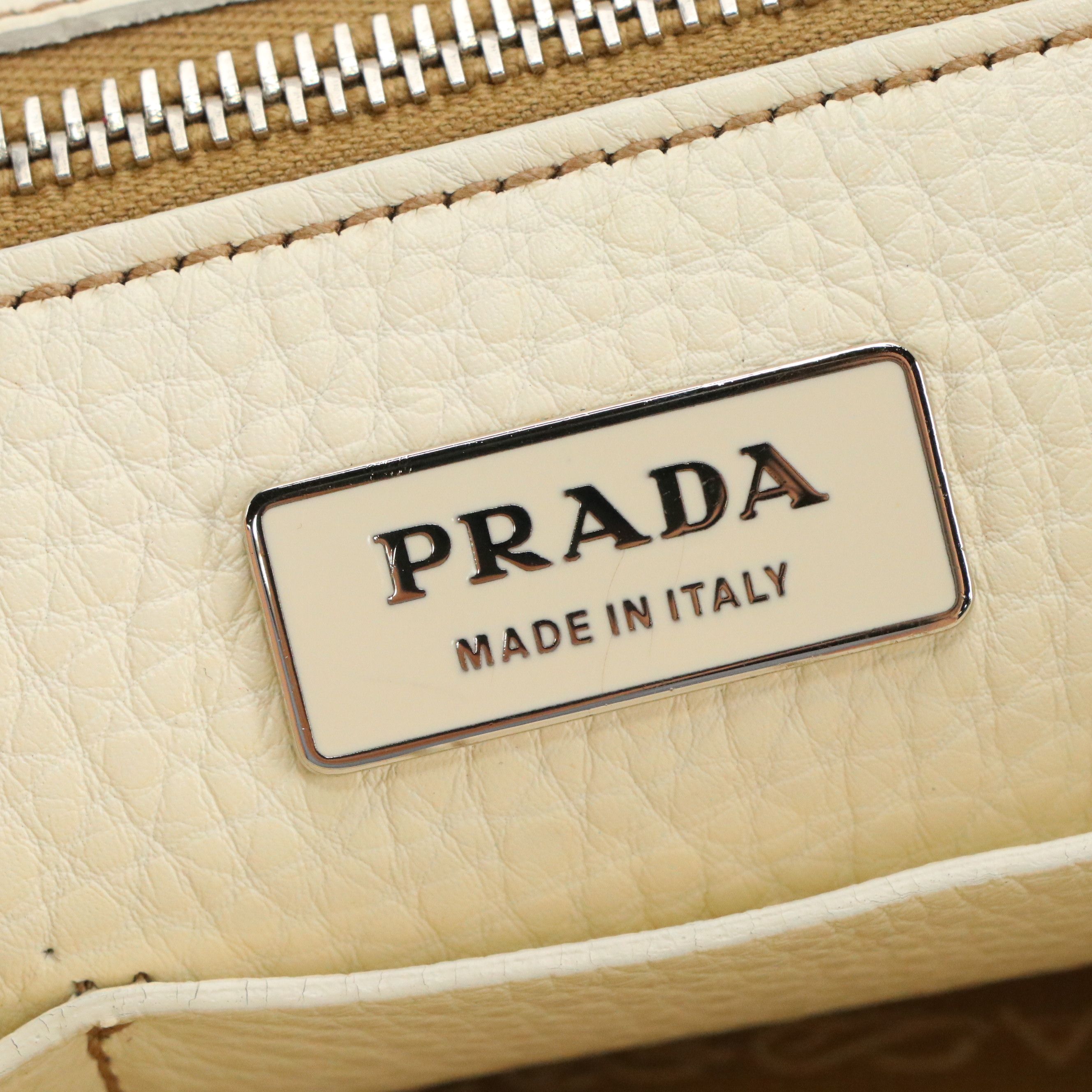 Prada Tote Bag in Antique White Leather