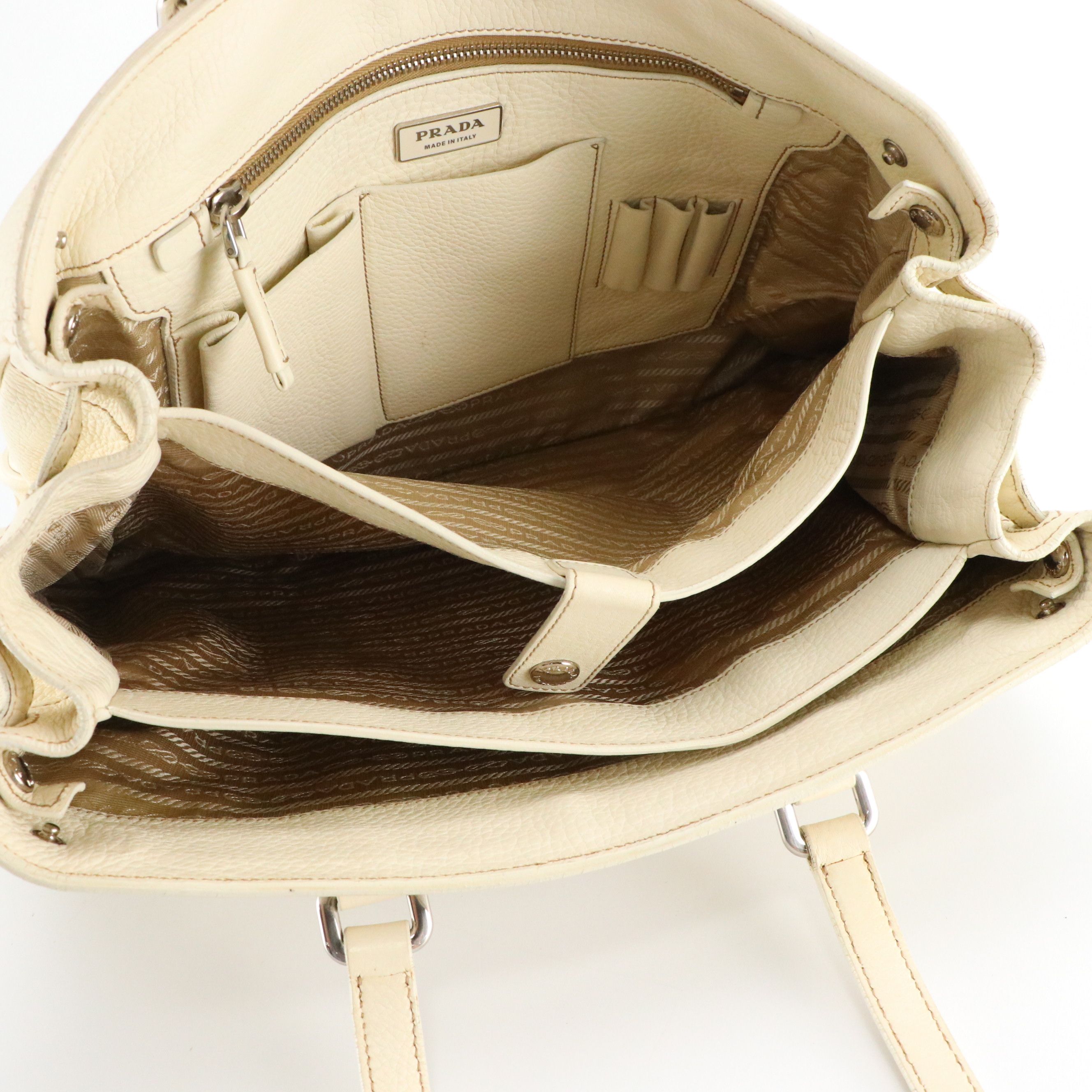 Prada Tote Bag in Antique White Leather