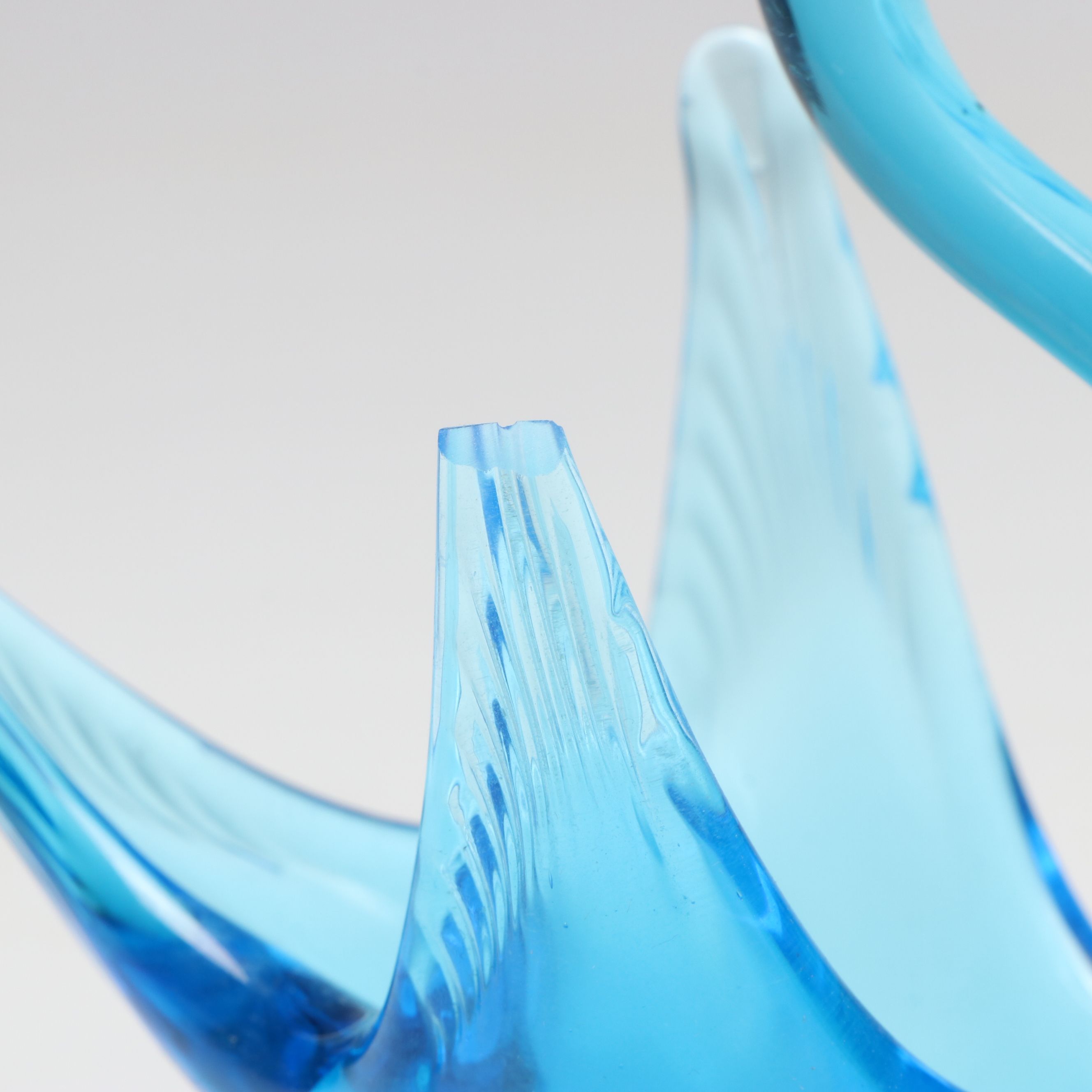 Blue Art Glass Swan Dish and Other Animal Figurines