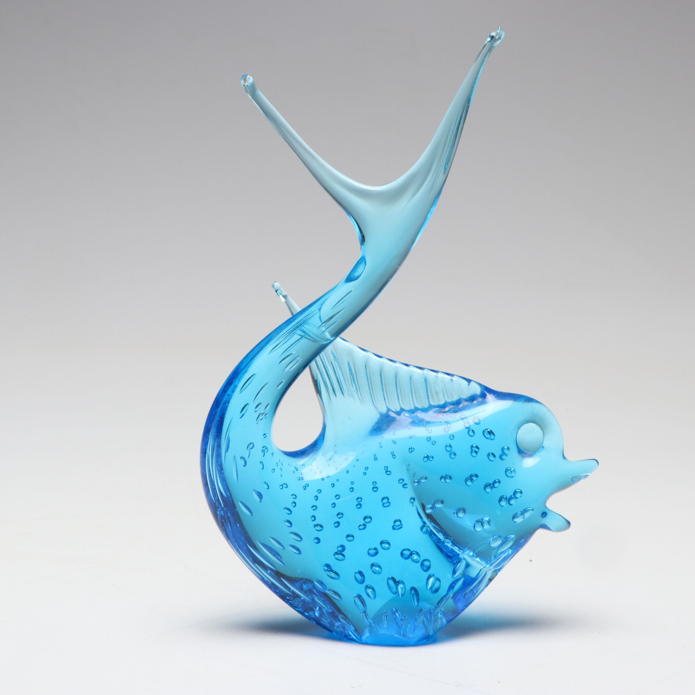 Blue Art Glass Swan Dish and Other Animal Figurines