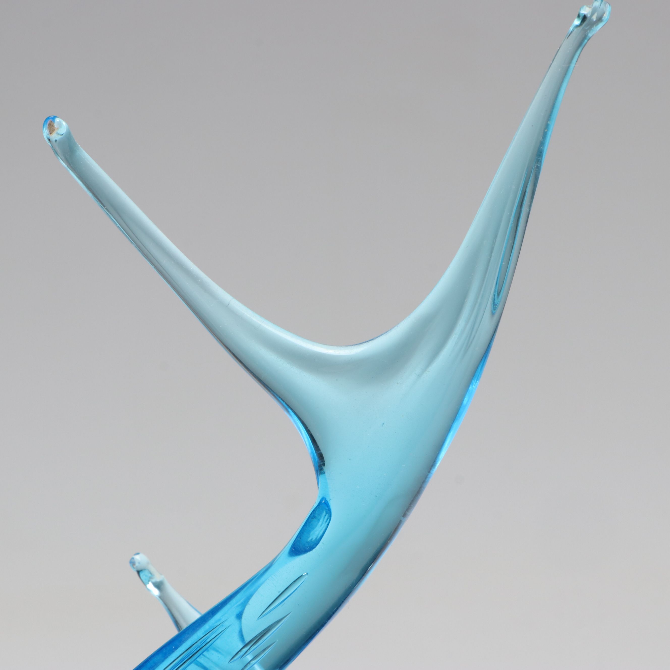 Blue Art Glass Swan Dish and Other Animal Figurines