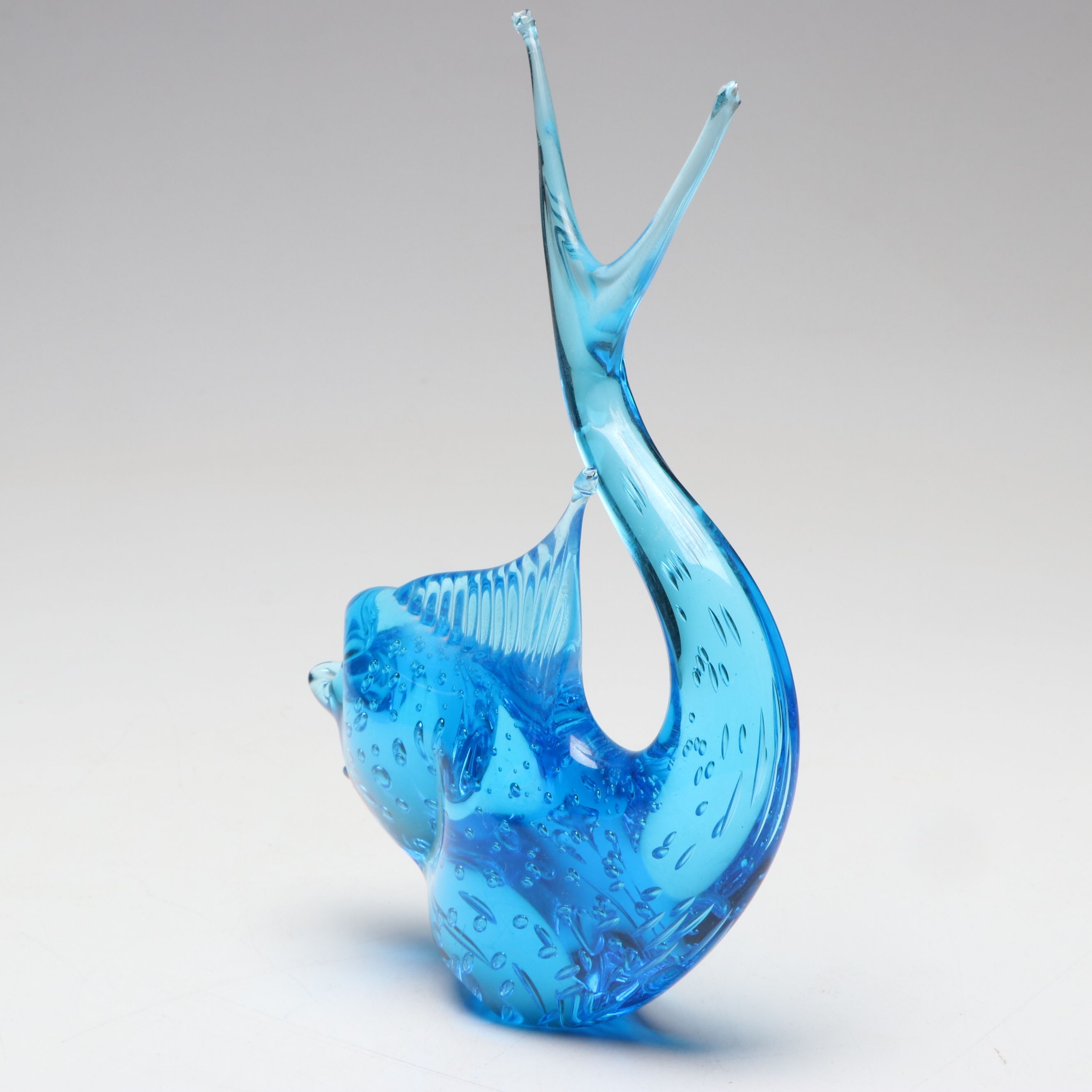 Blue Art Glass Swan Dish and Other Animal Figurines
