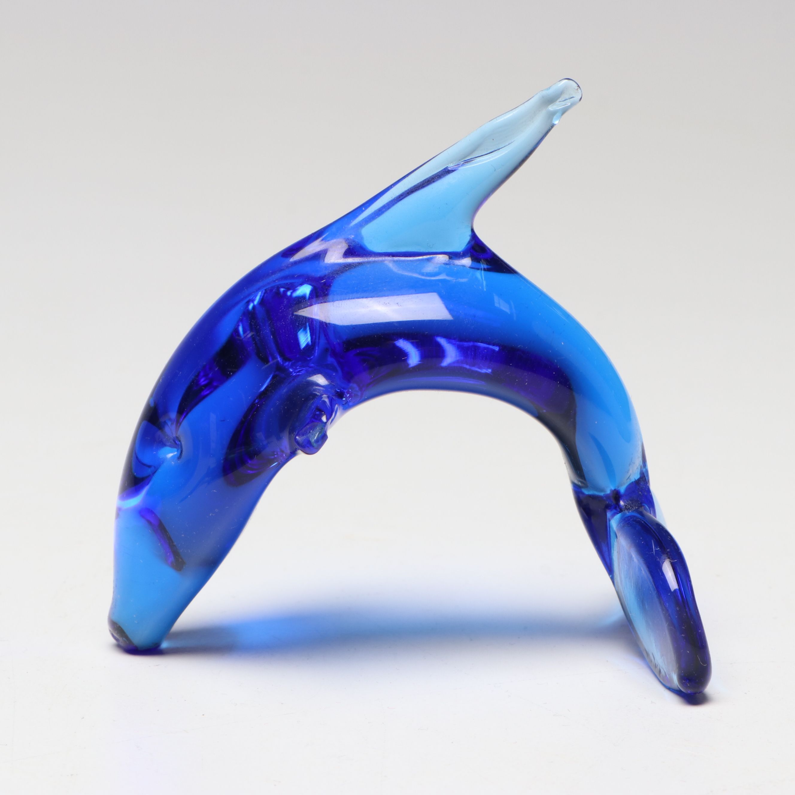 Blue Art Glass Swan Dish and Other Animal Figurines
