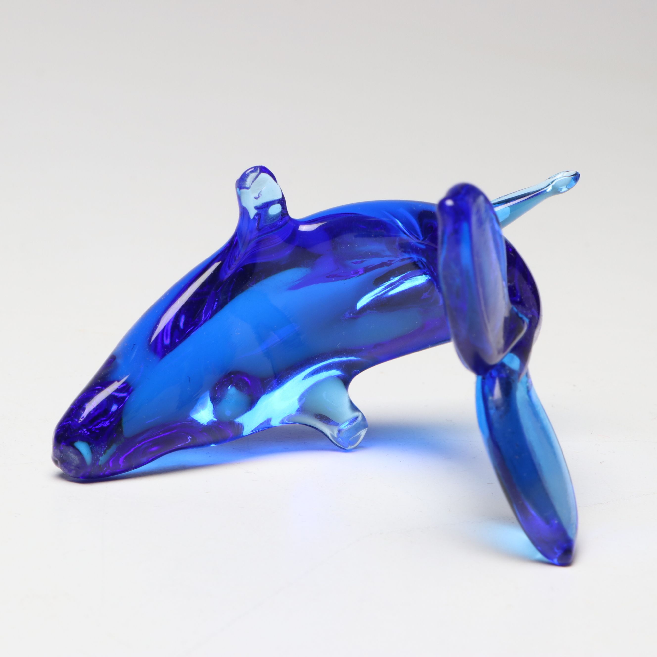 Blue Art Glass Swan Dish and Other Animal Figurines
