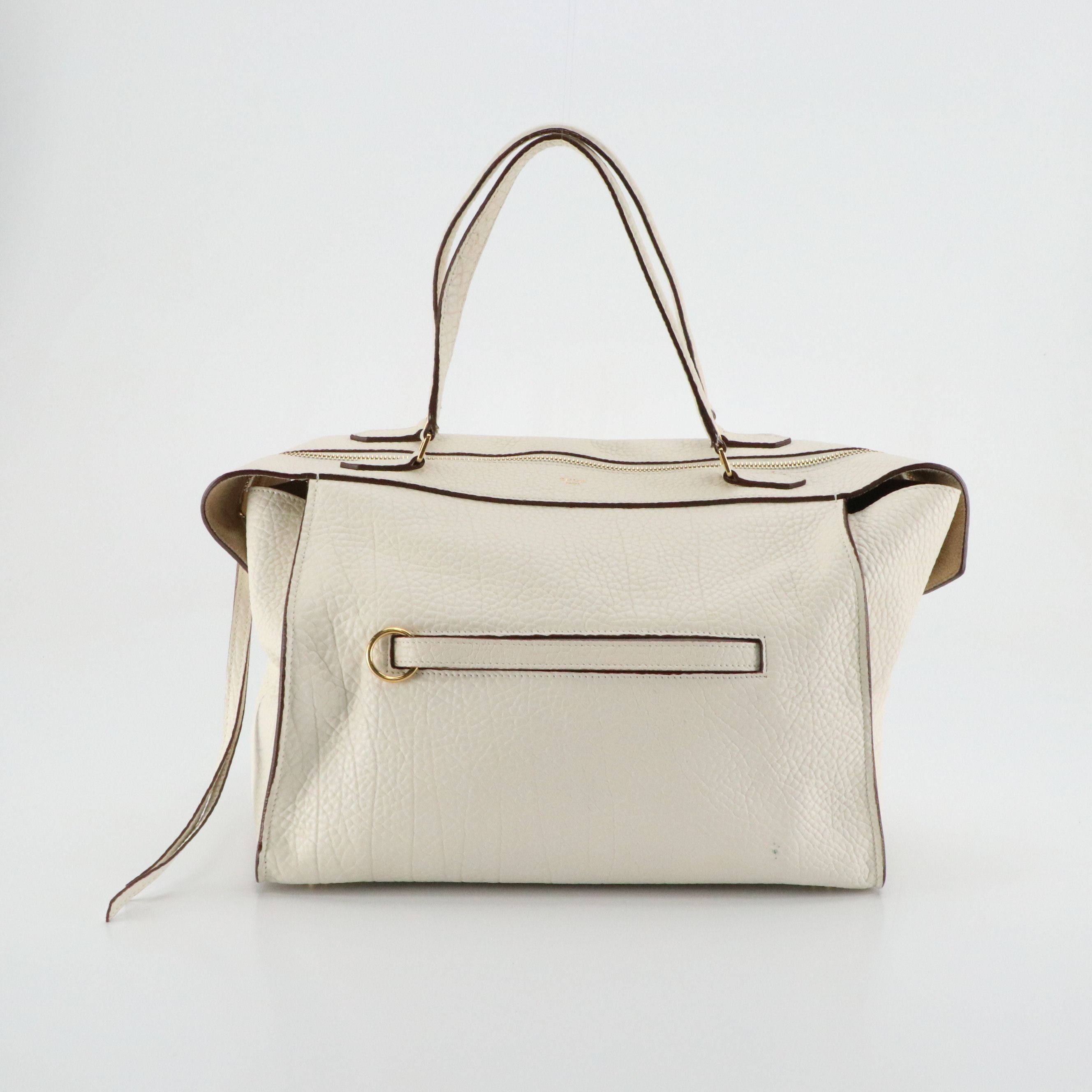 Céline Small Ring Shoulder Bag in White Bullhide Calfskin Leather