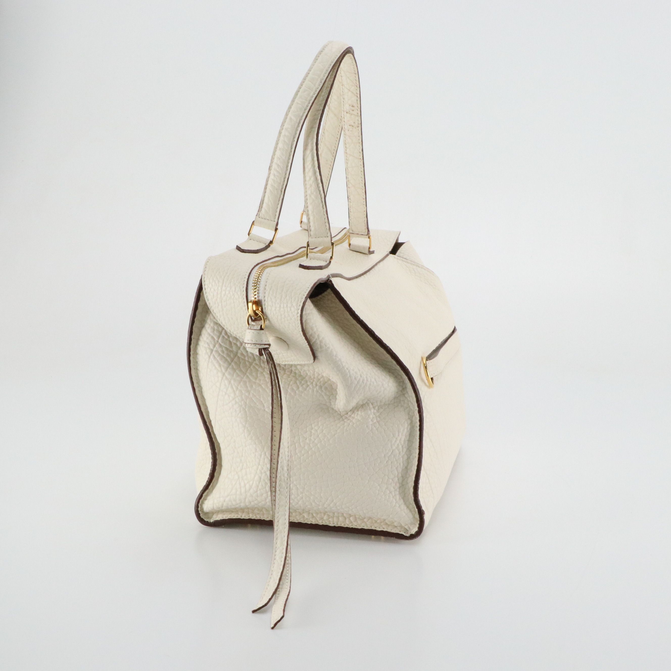 Céline Small Ring Shoulder Bag in White Bullhide Calfskin Leather