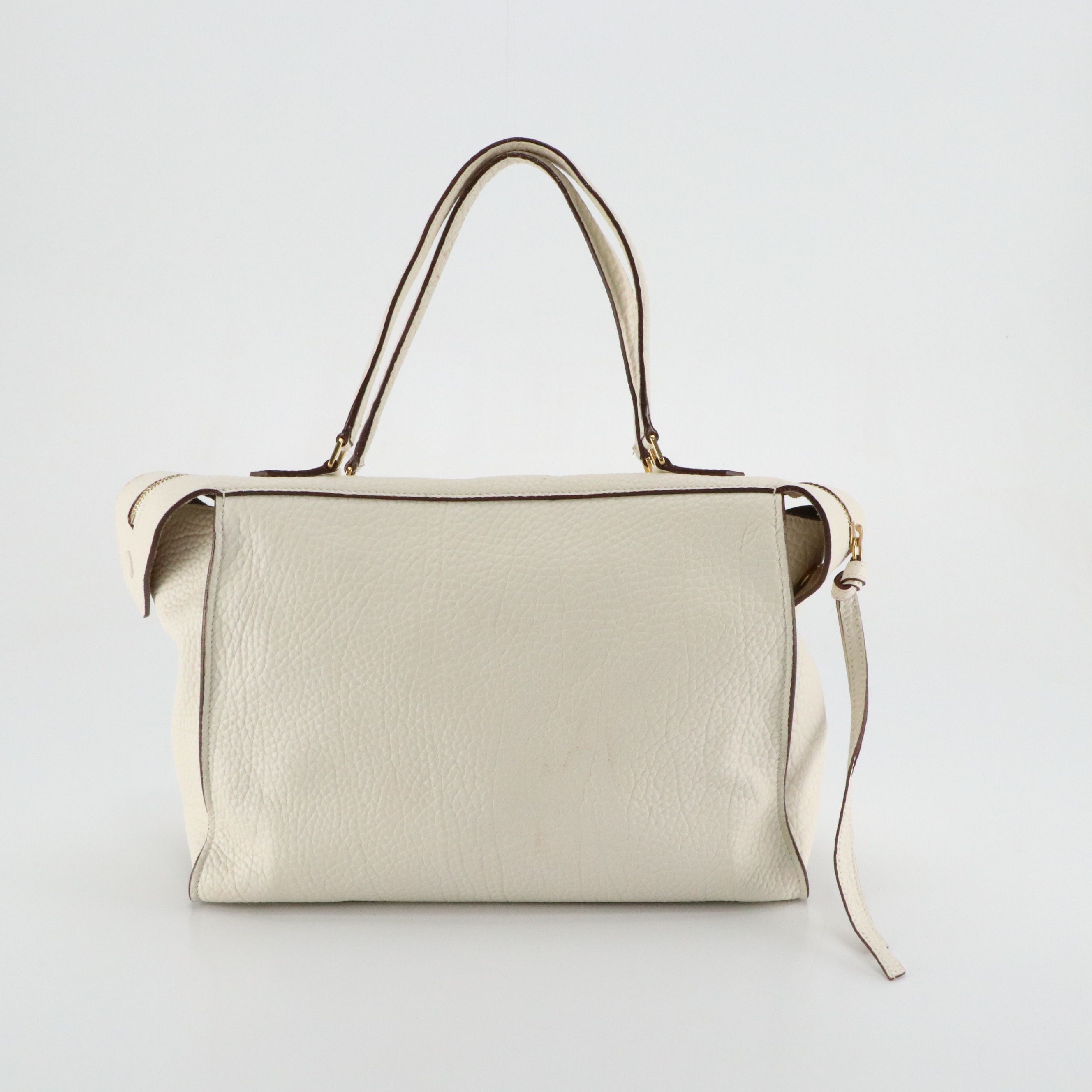 Céline Small Ring Shoulder Bag in White Bullhide Calfskin Leather