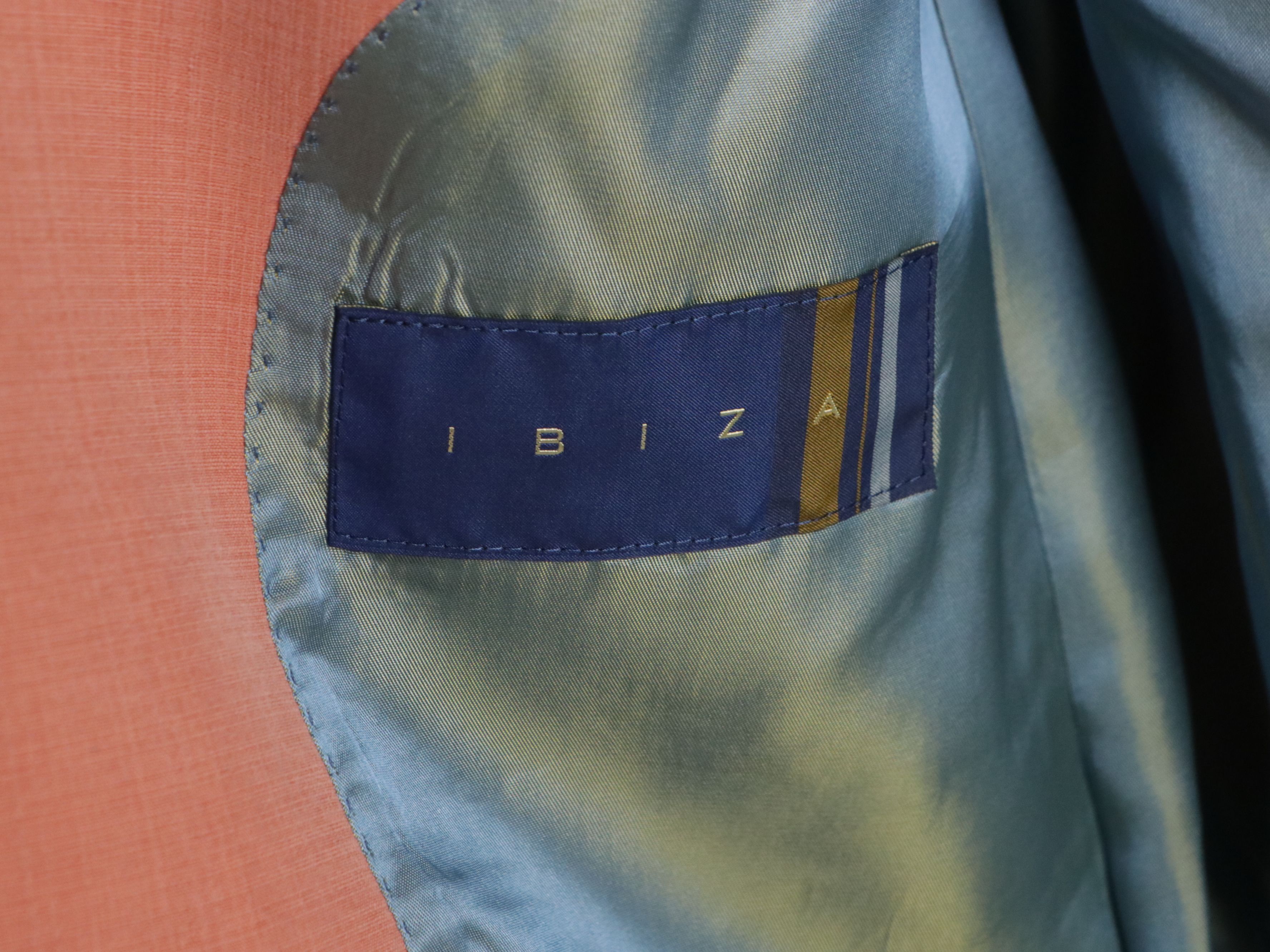 Men's Ibiza Salmon & Navy Blue Silk Sport Coats With Other Long Button Up Shirts