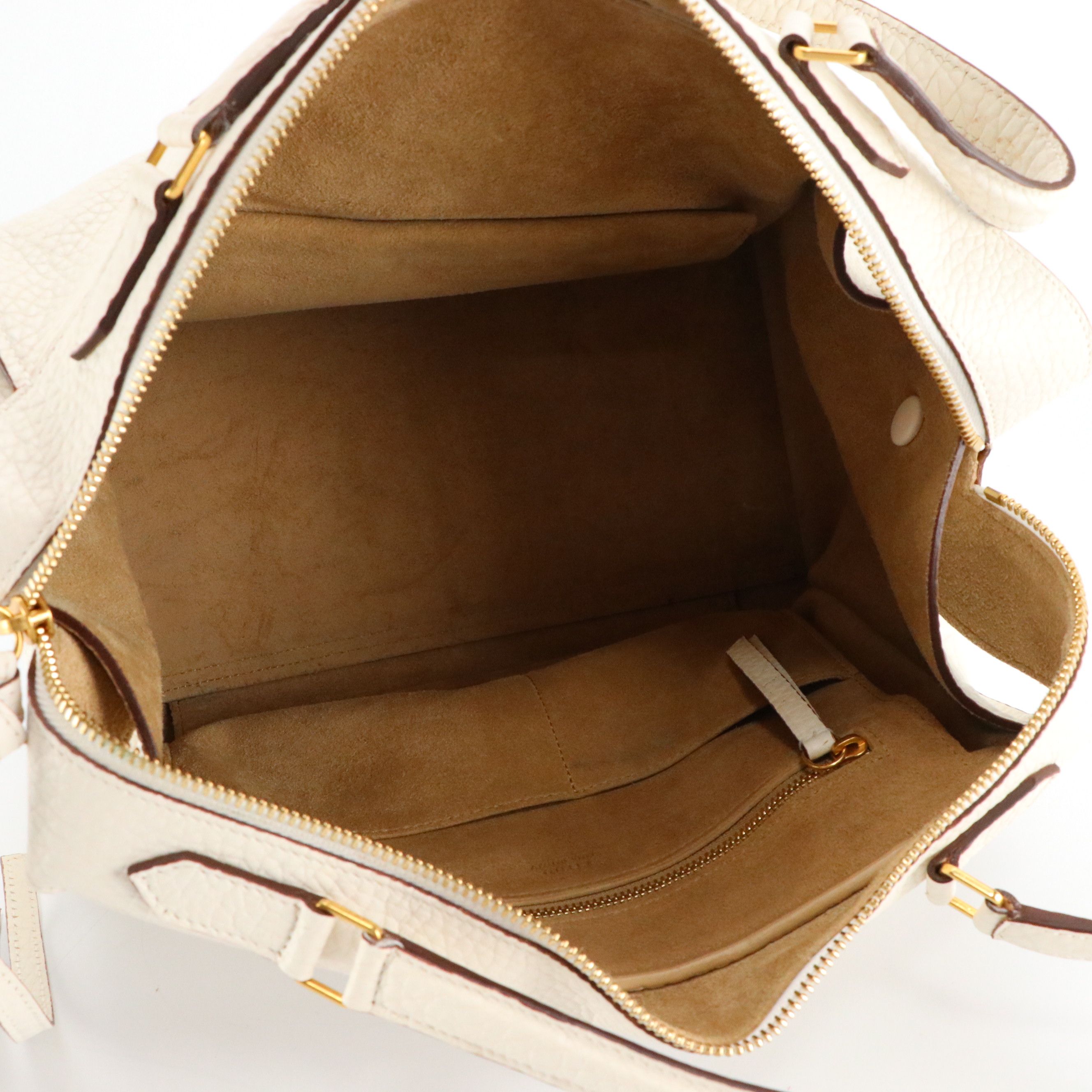 Céline Small Ring Shoulder Bag in White Bullhide Calfskin Leather