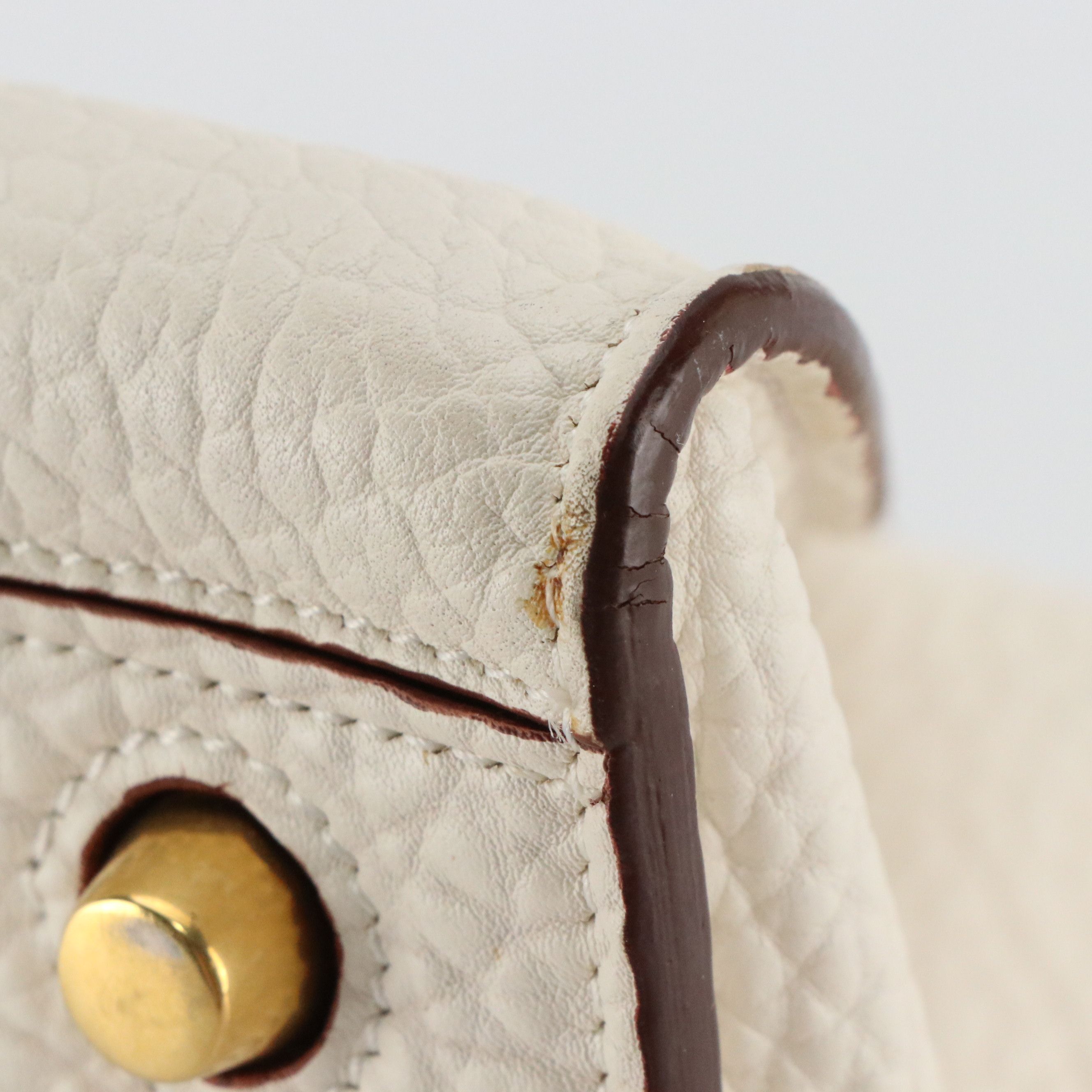 Céline Small Ring Shoulder Bag in White Bullhide Calfskin Leather