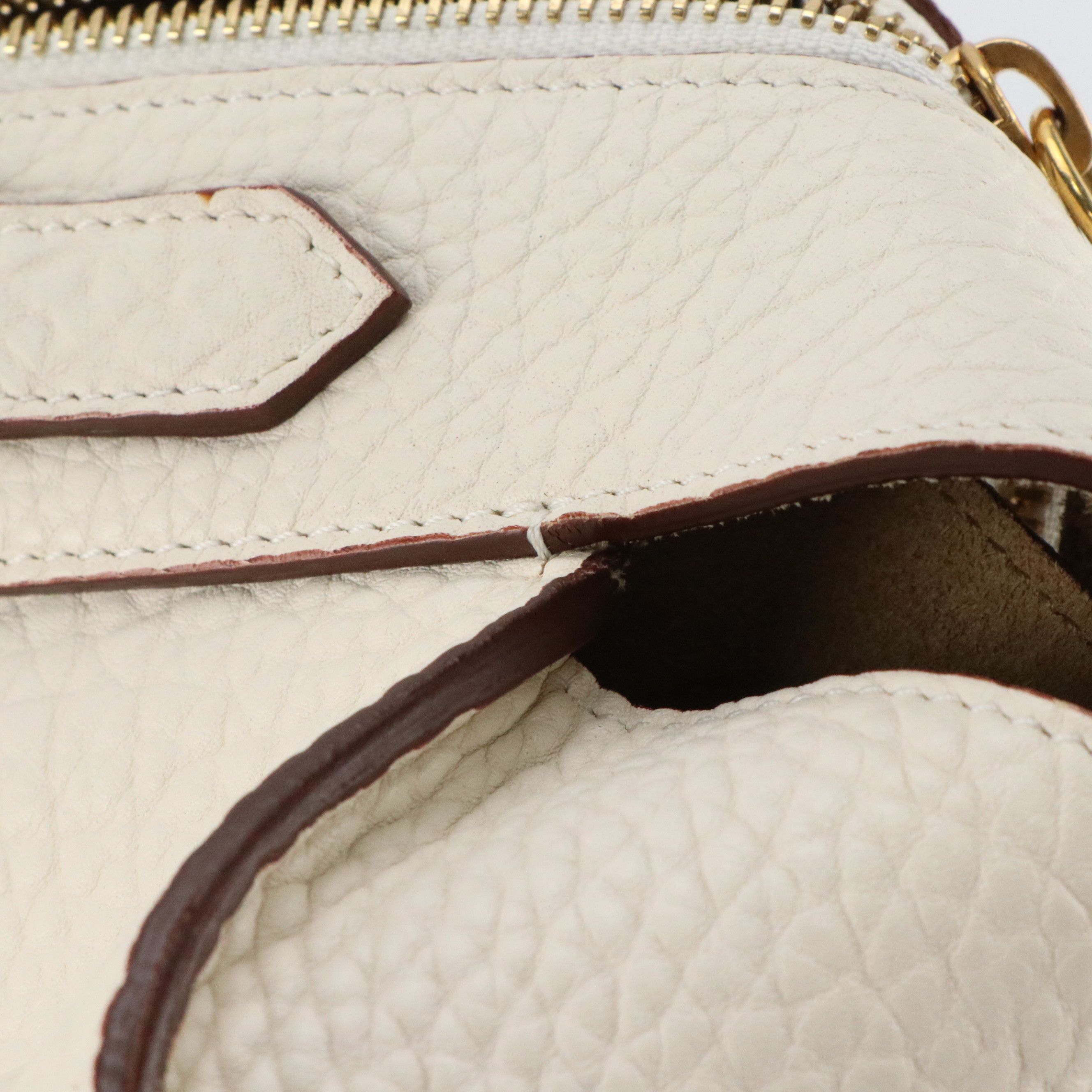 Céline Small Ring Shoulder Bag in White Bullhide Calfskin Leather