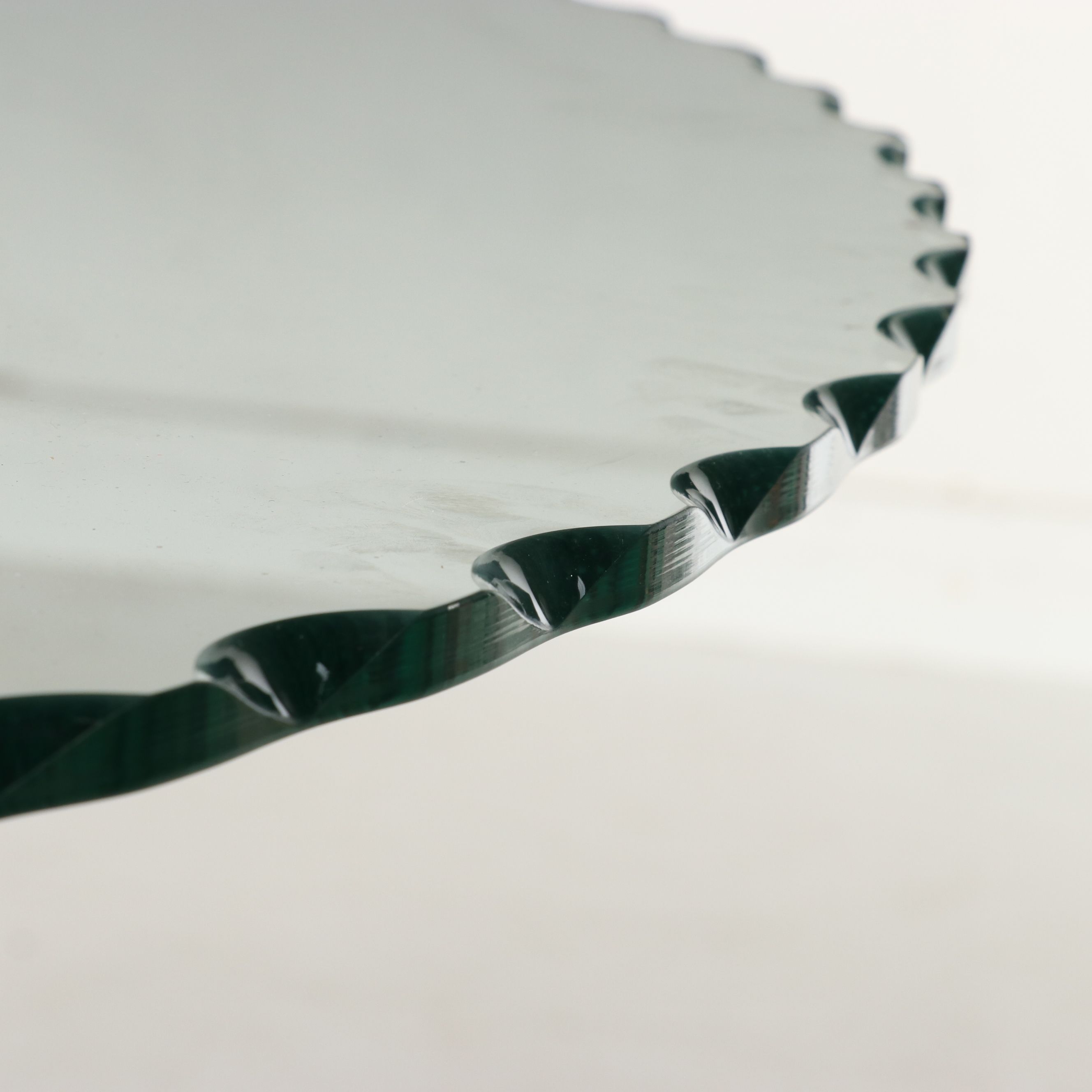 Seven Piece Contemporary Dining Set with Scalloped Glass Top Table