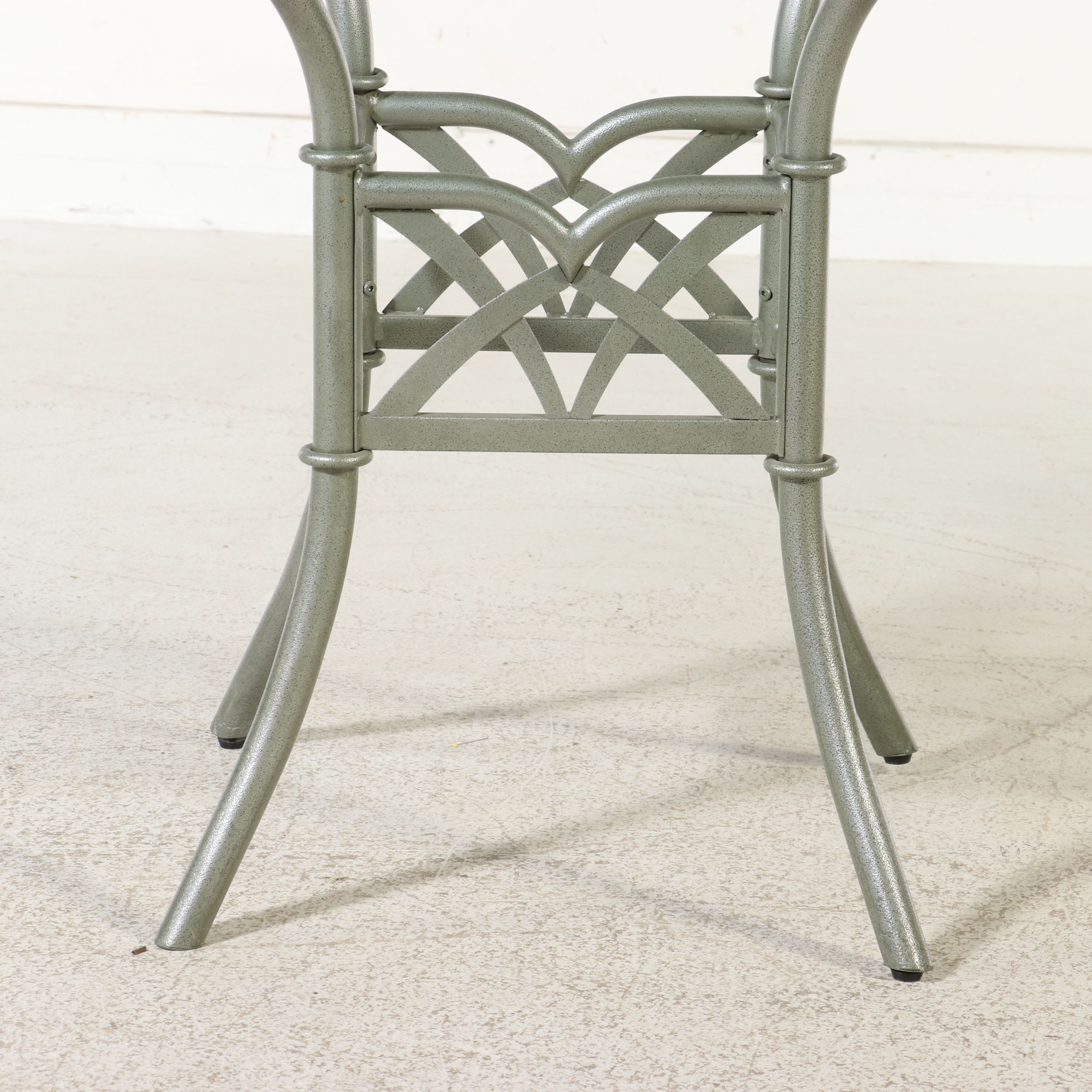 Seven Piece Contemporary Dining Set with Scalloped Glass Top Table