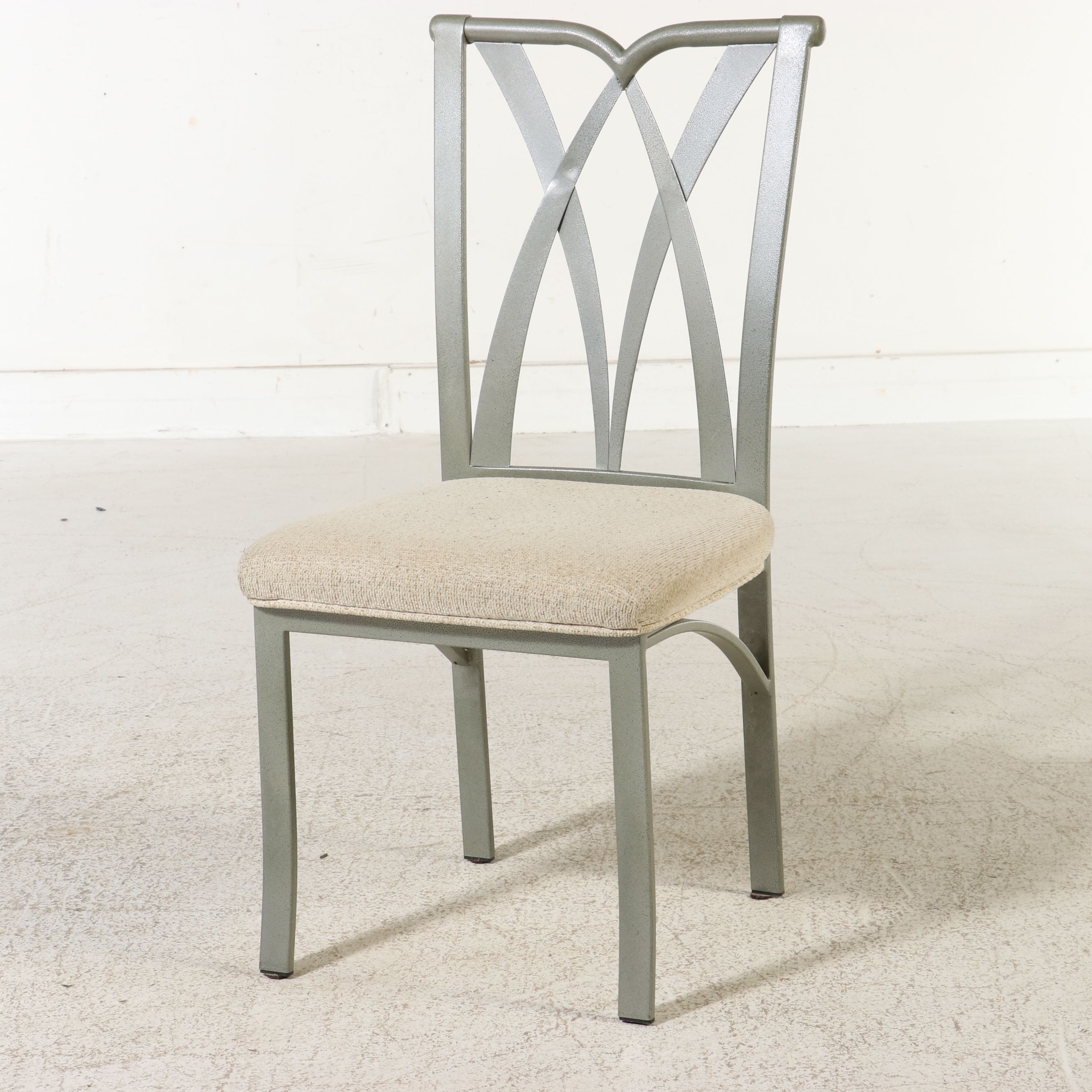 Seven Piece Contemporary Dining Set with Scalloped Glass Top Table