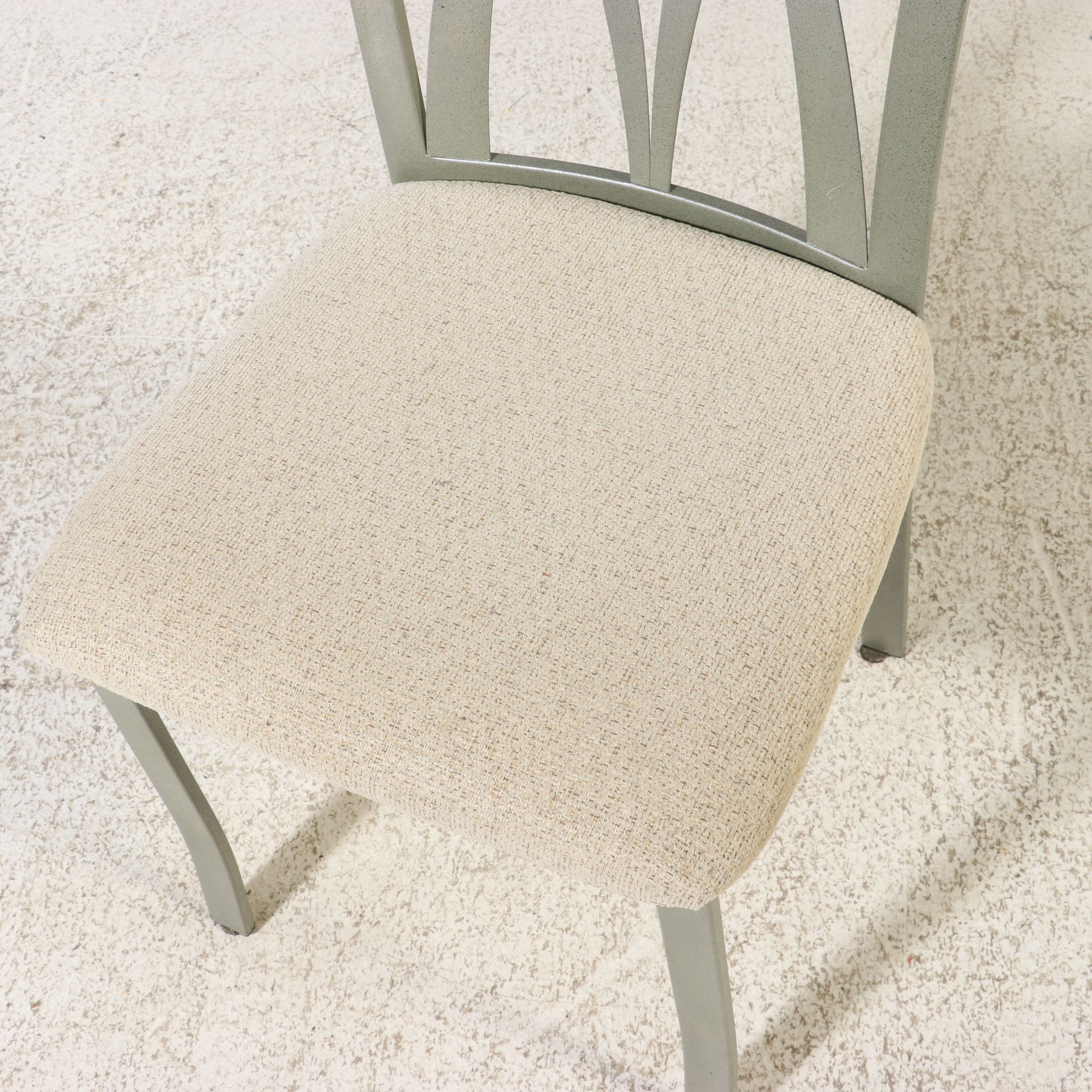 Seven Piece Contemporary Dining Set with Scalloped Glass Top Table