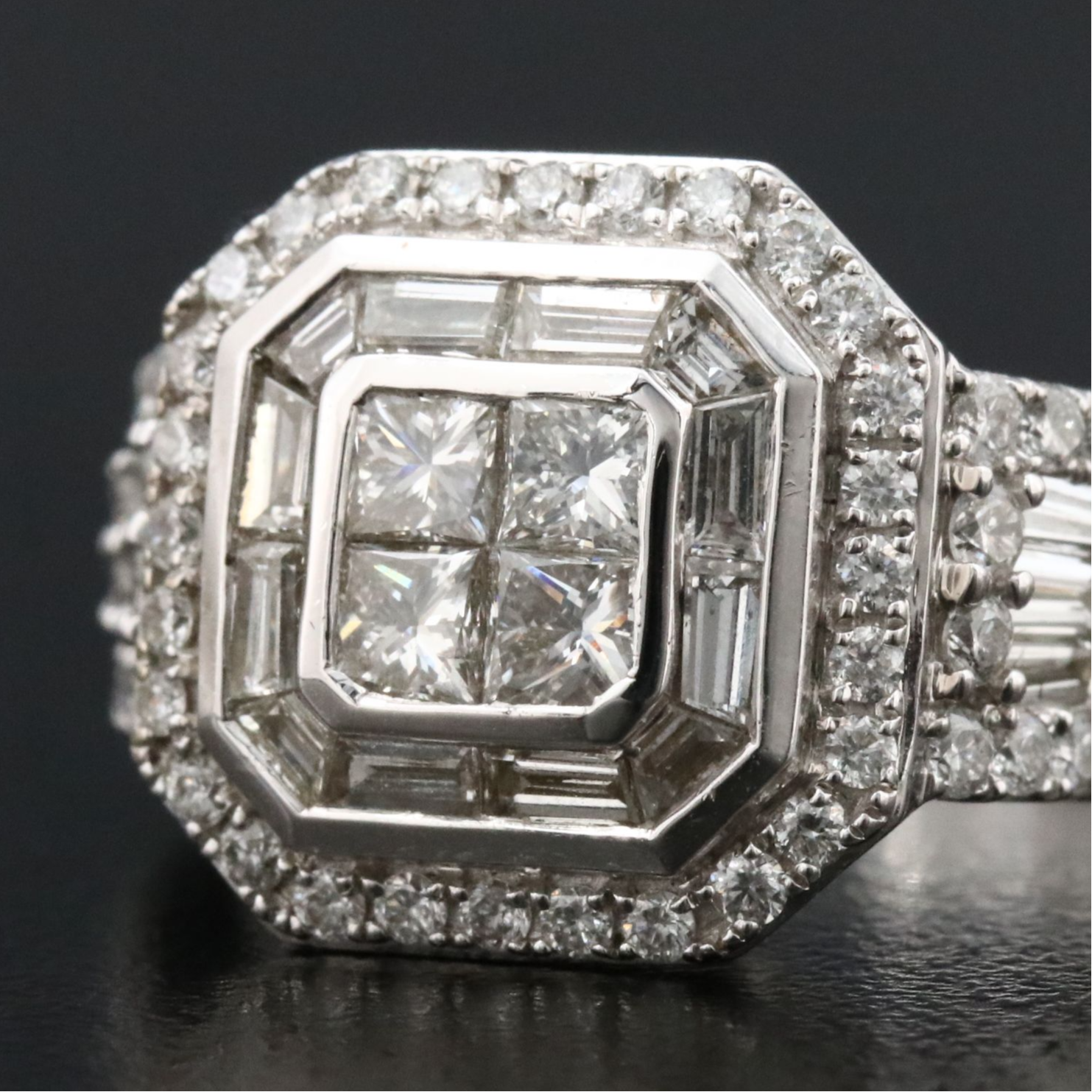 14K 1.93 CTW Diamond Halo Ring