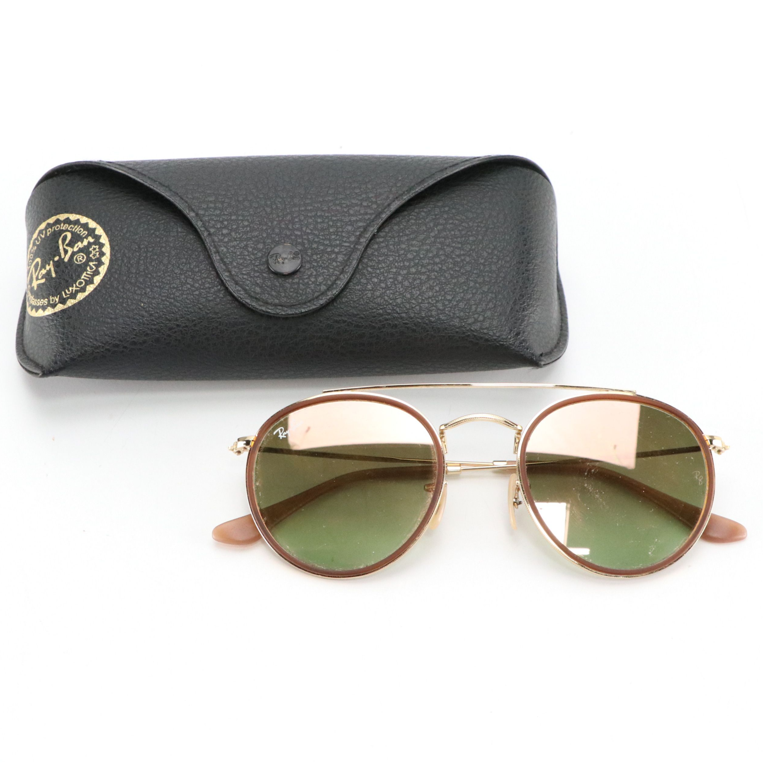 Ray-Ban RB3647N Double-Bridge Round Sunglasses with Case