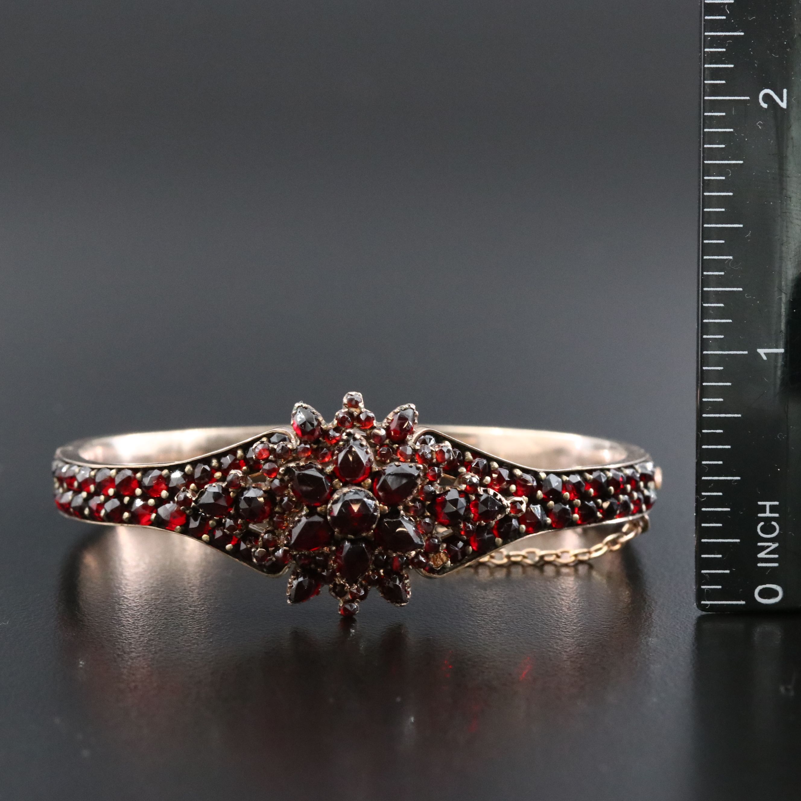 Vintage 850 Silver Garnet Brooch with Bracelet
