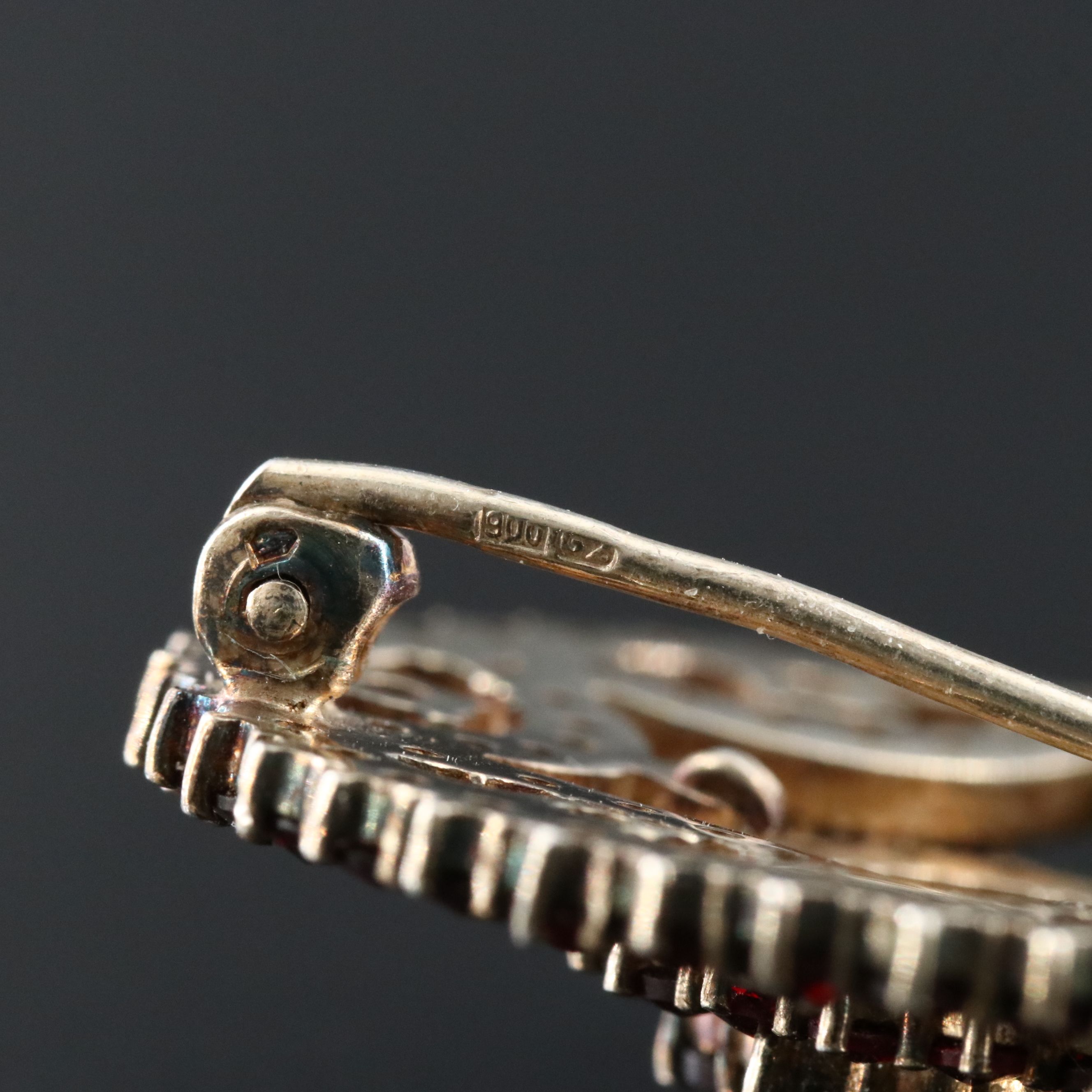 Vintage 850 Silver Garnet Brooch with Bracelet