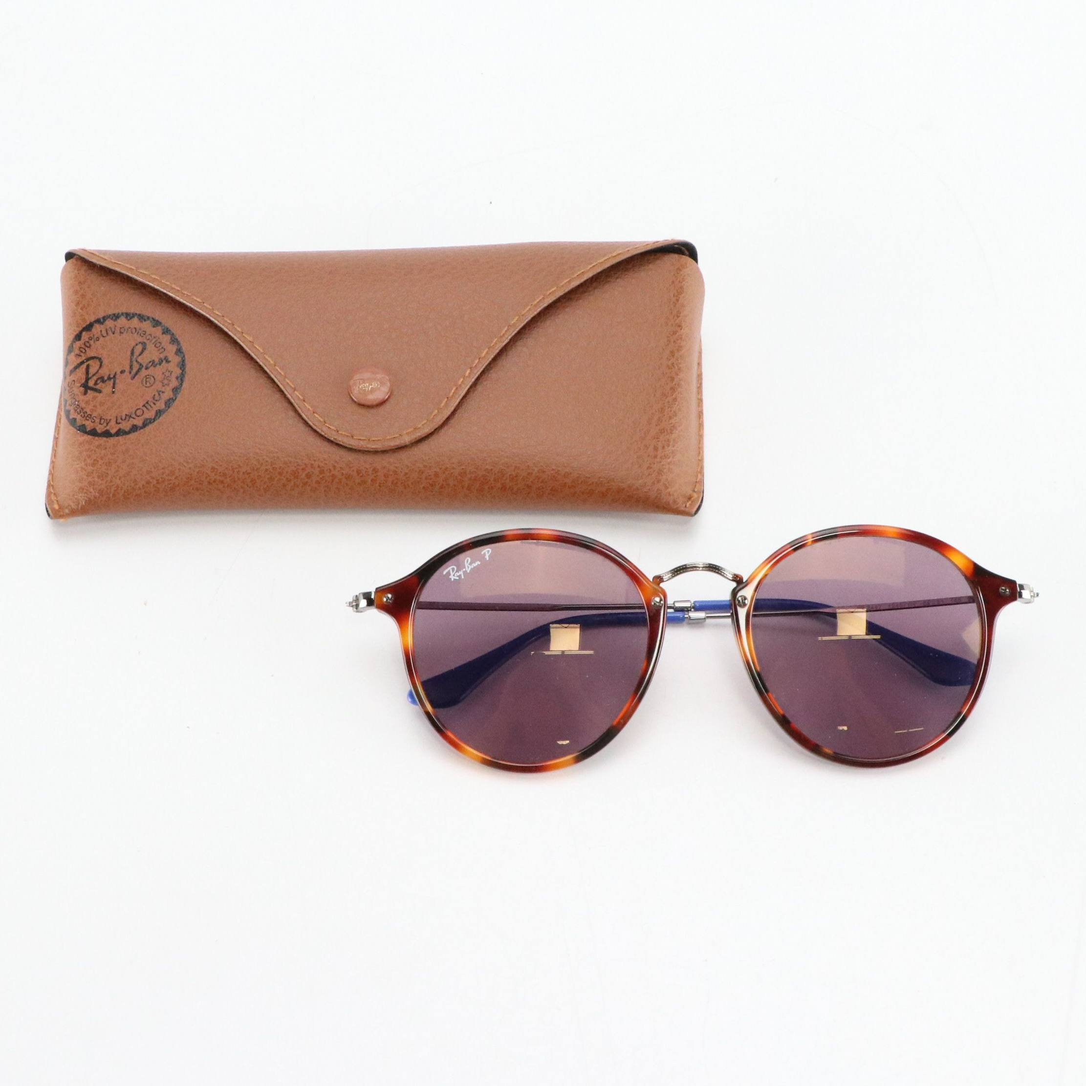 Ray-Ban RB2447 Havana Round Polarized Sunglasses with Case