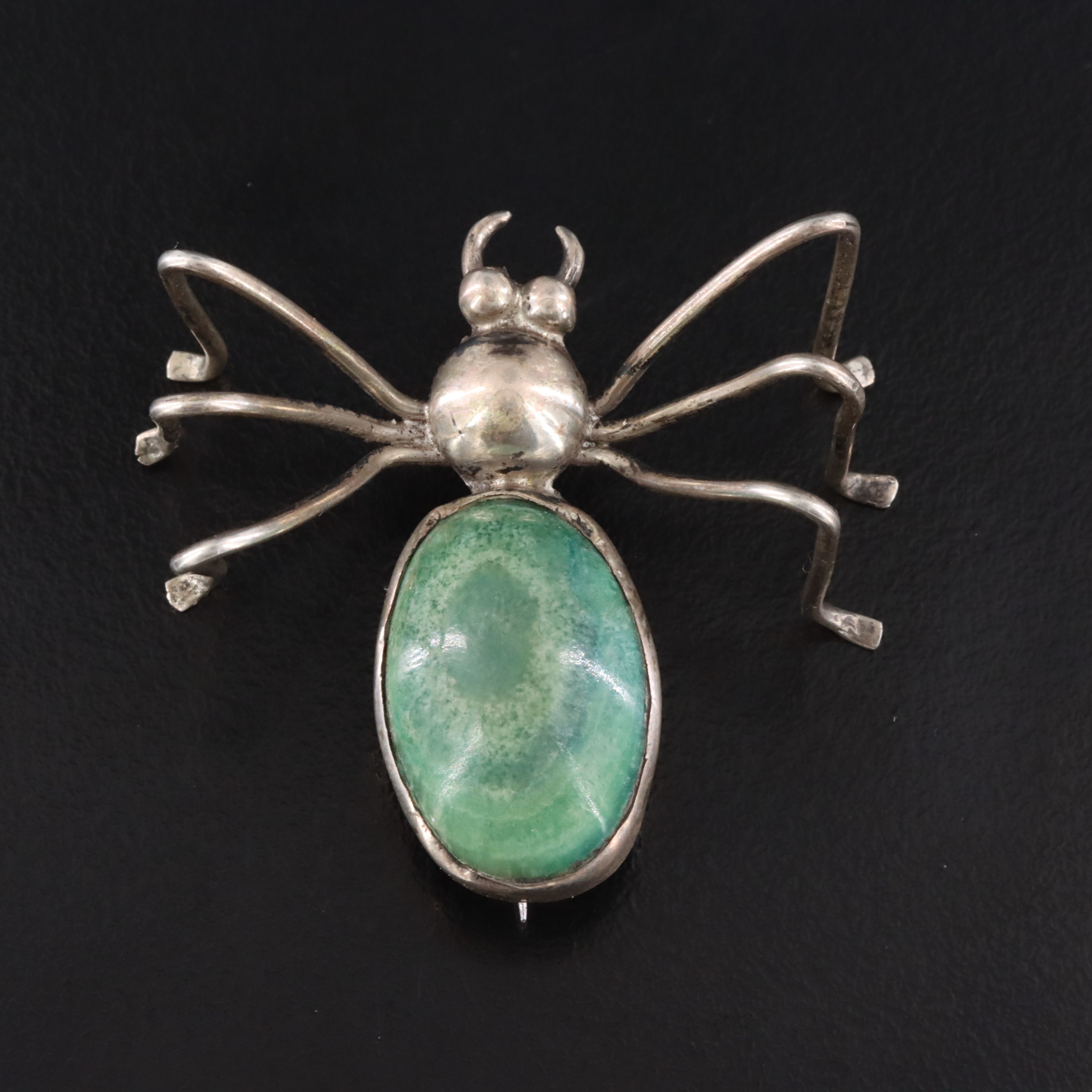 Mexican Sterling Calcite Spider Brooch