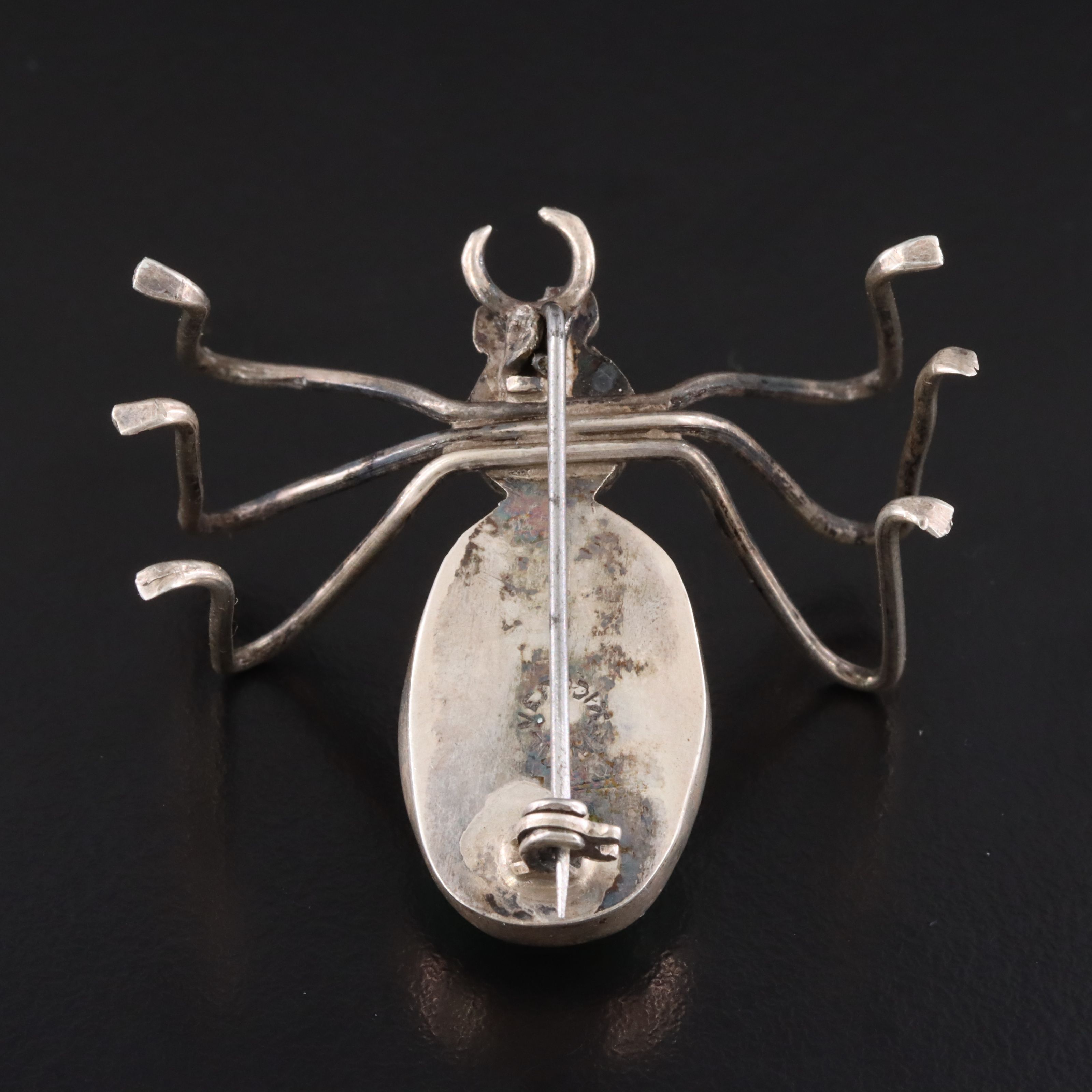 Mexican Sterling Calcite Spider Brooch