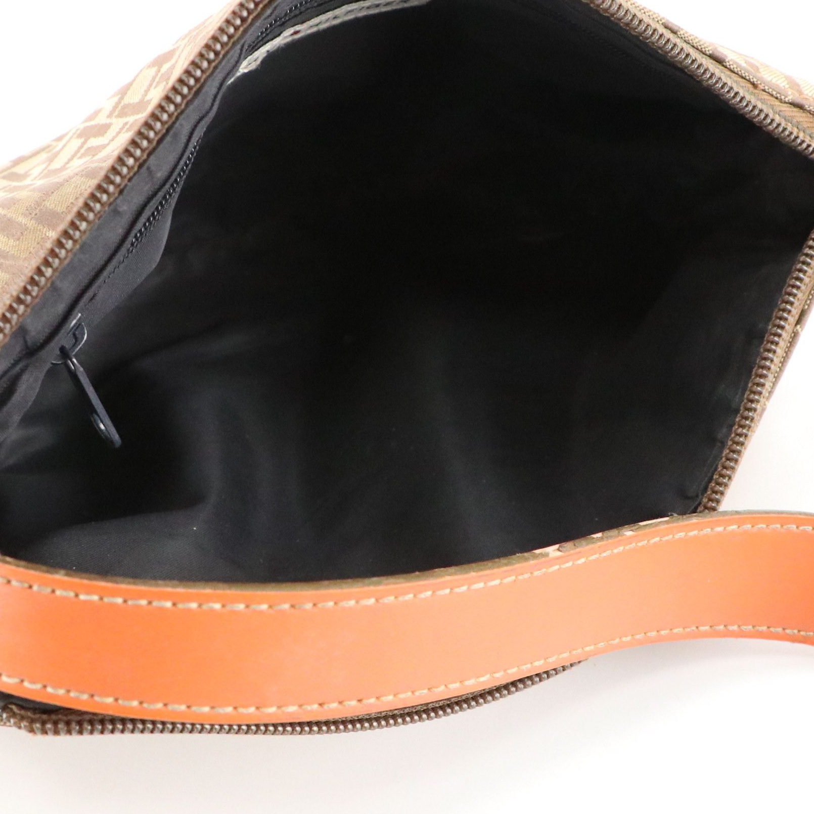 Tommy Hilfiger Small Shoulder Bag in Brown TH Monogram and Orange Faux-Leather