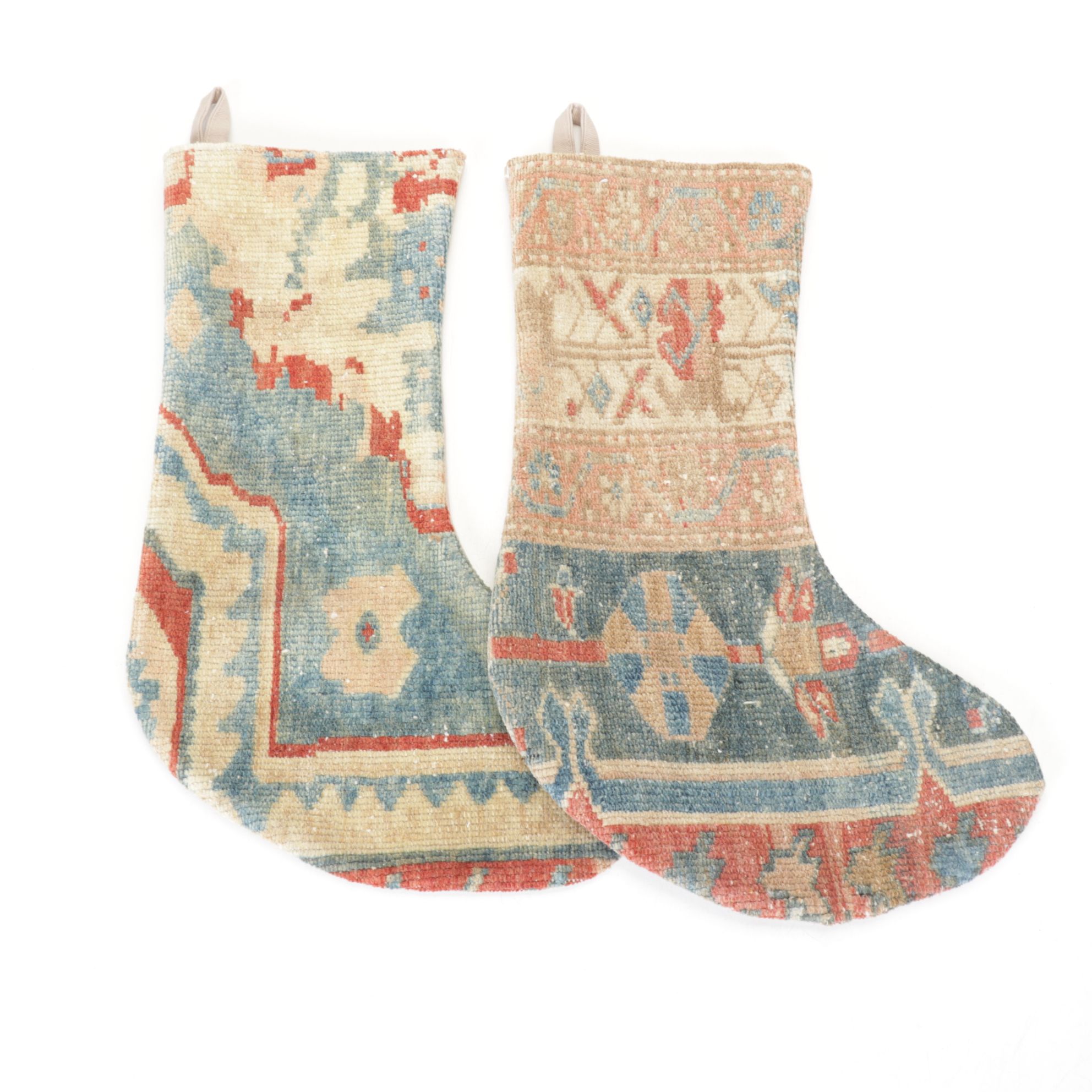 Hand-Pieced Kilim Rug Remnant Christmas Stockings
