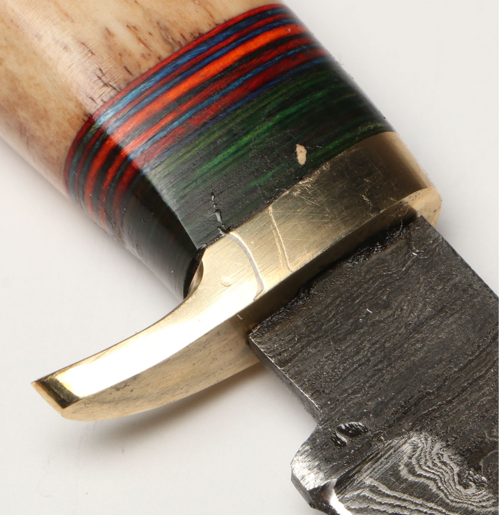 Damascus Steel Skinner and Hunting Knives in Leather Scabbards