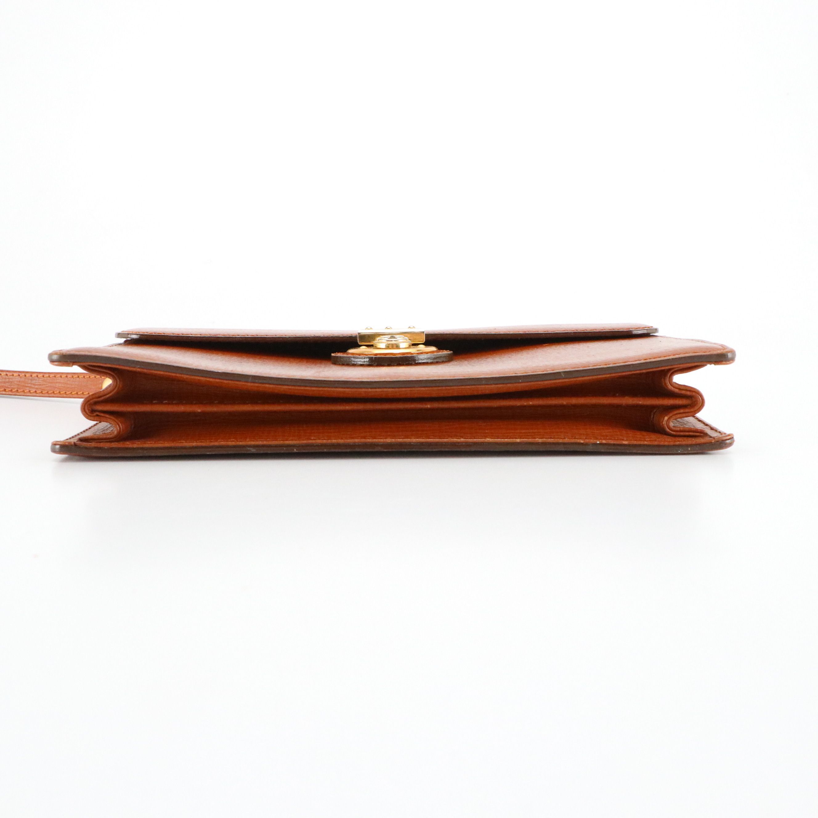 Burberrys Flap Wristlet Clutch in Brown Leather