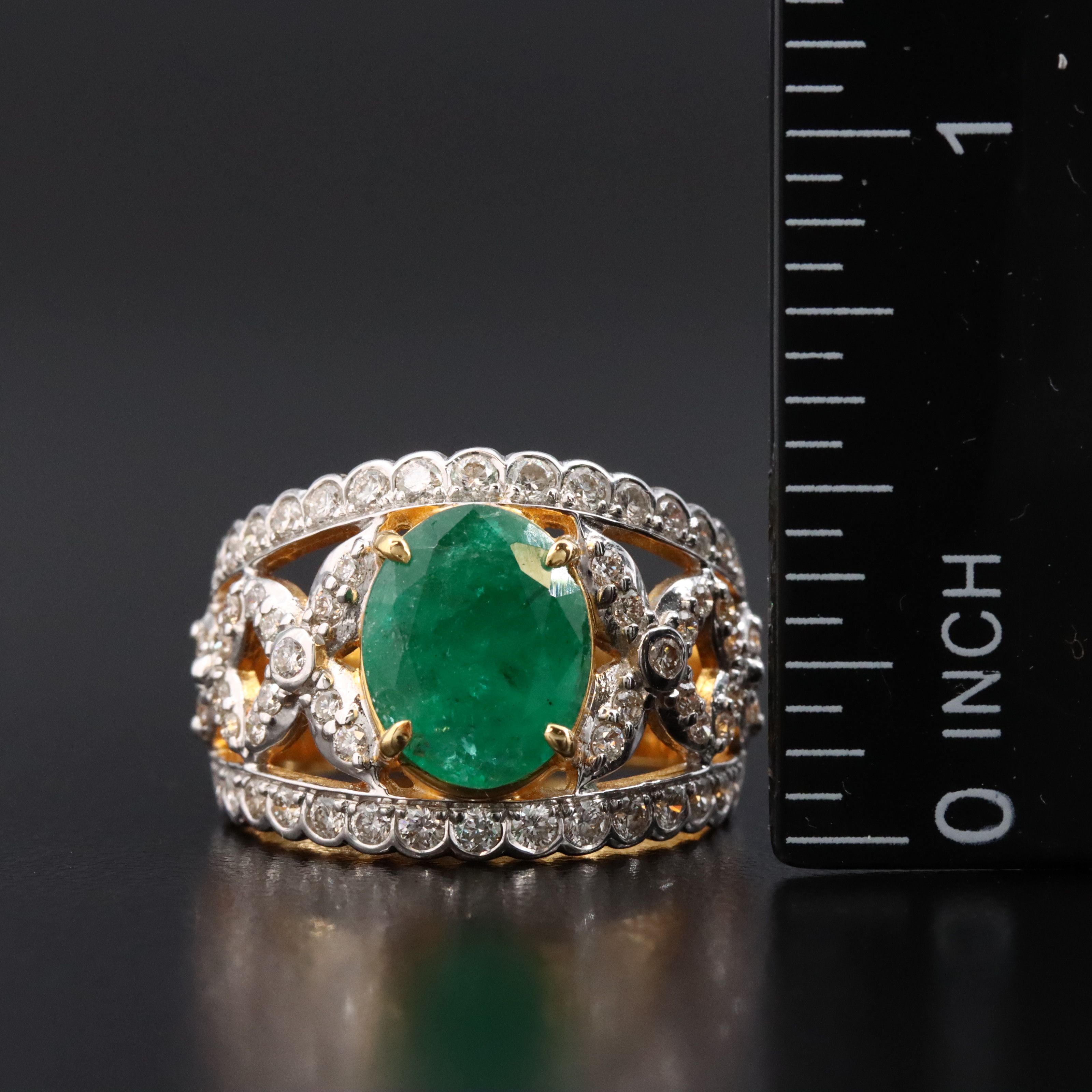 18K 2.42 CT Emerald and 1.00 CTW Diamond Ring