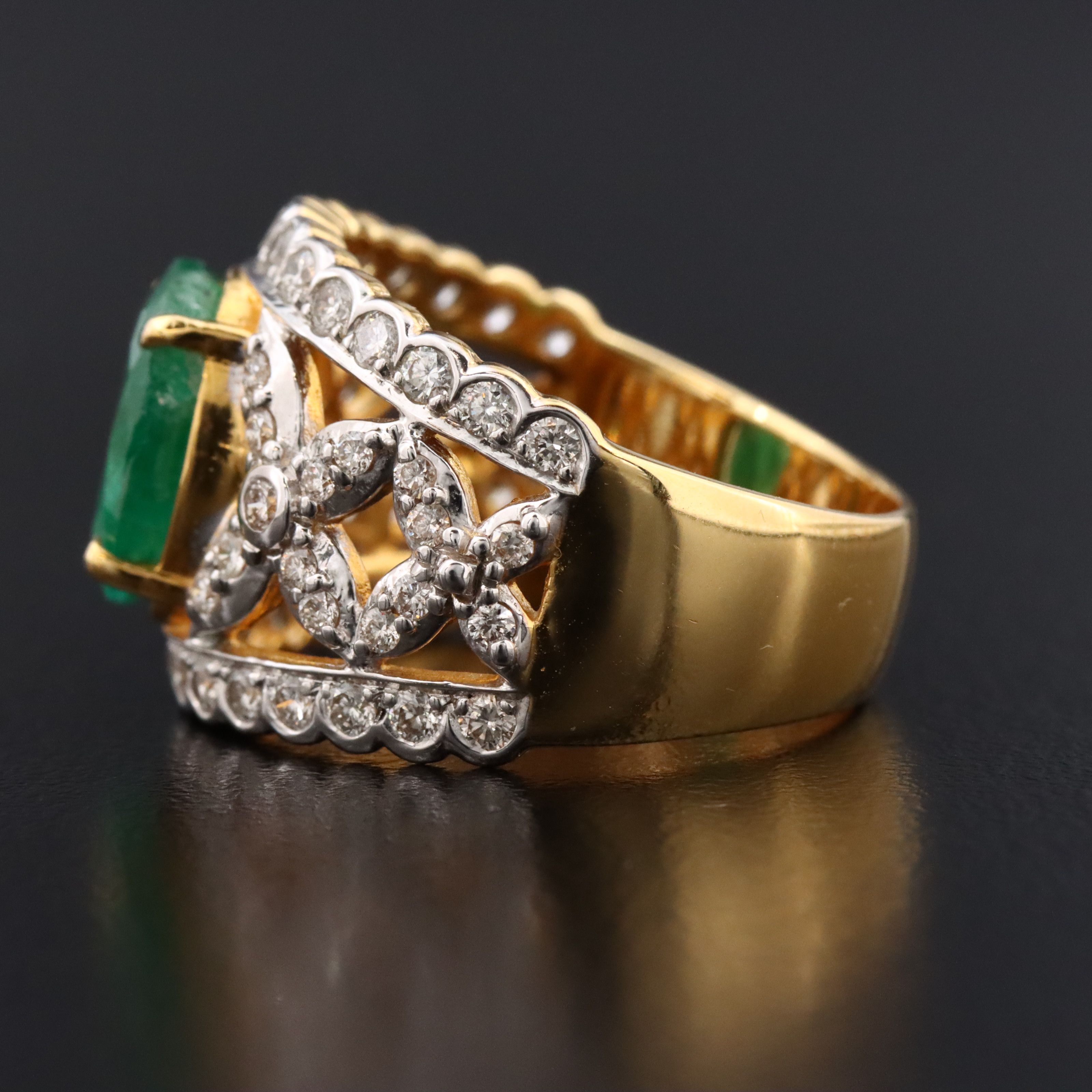 18K 2.42 CT Emerald and 1.00 CTW Diamond Ring