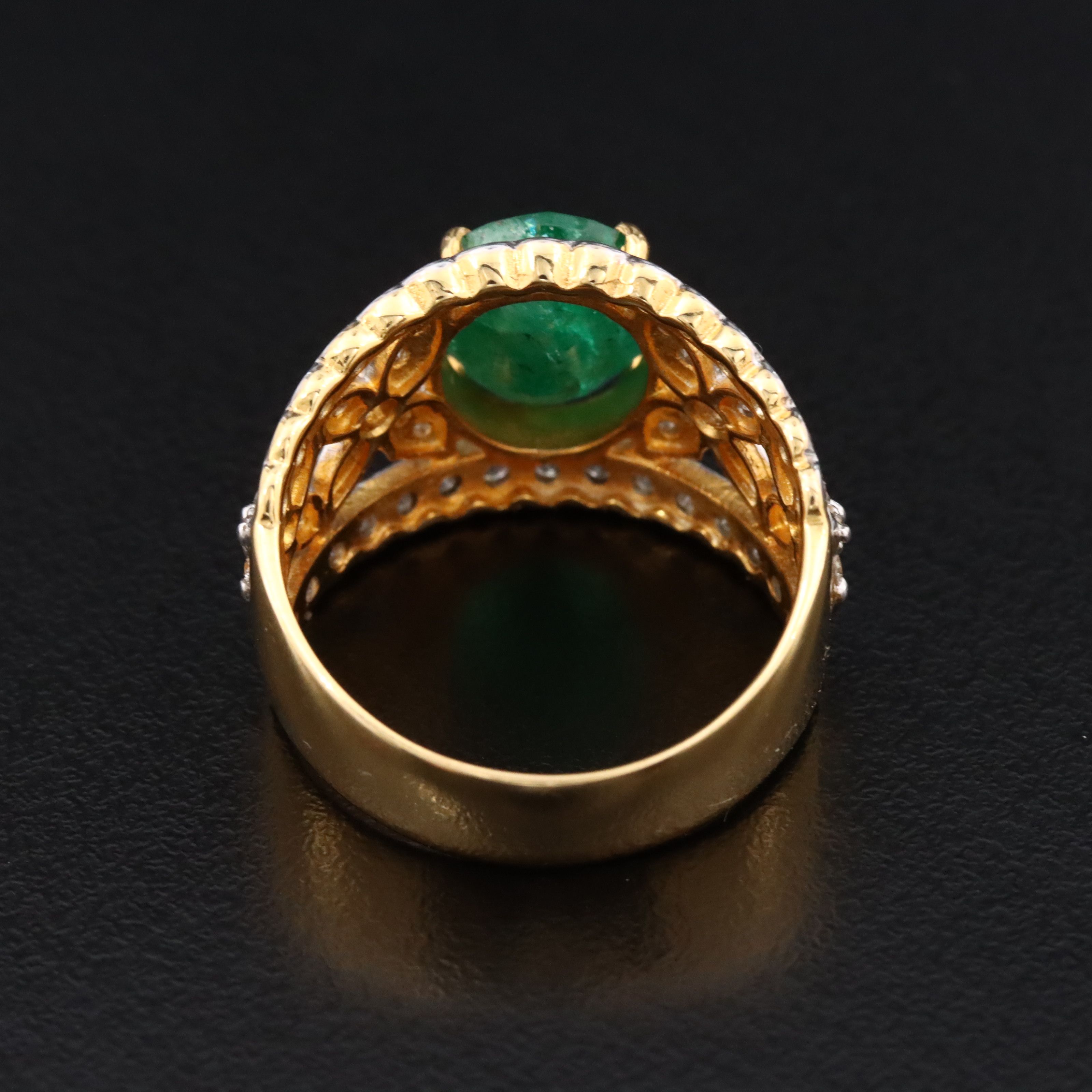 18K 2.42 CT Emerald and 1.00 CTW Diamond Ring