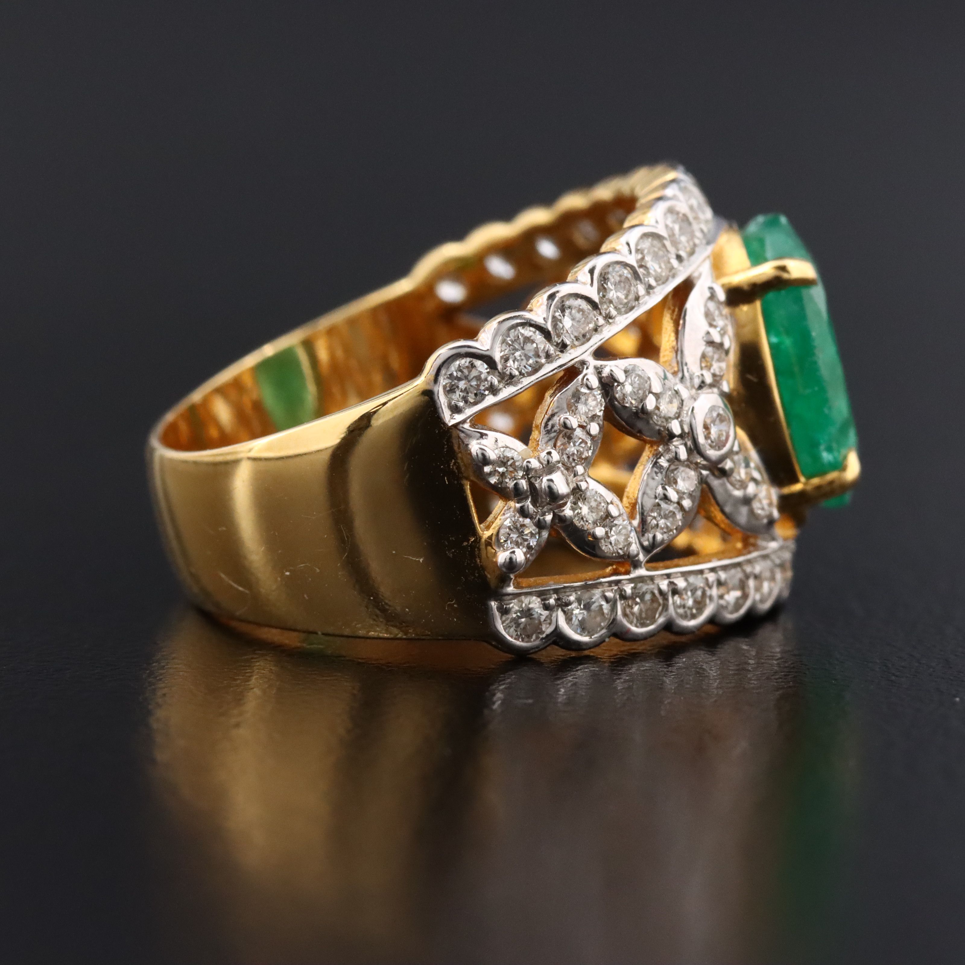 18K 2.42 CT Emerald and 1.00 CTW Diamond Ring