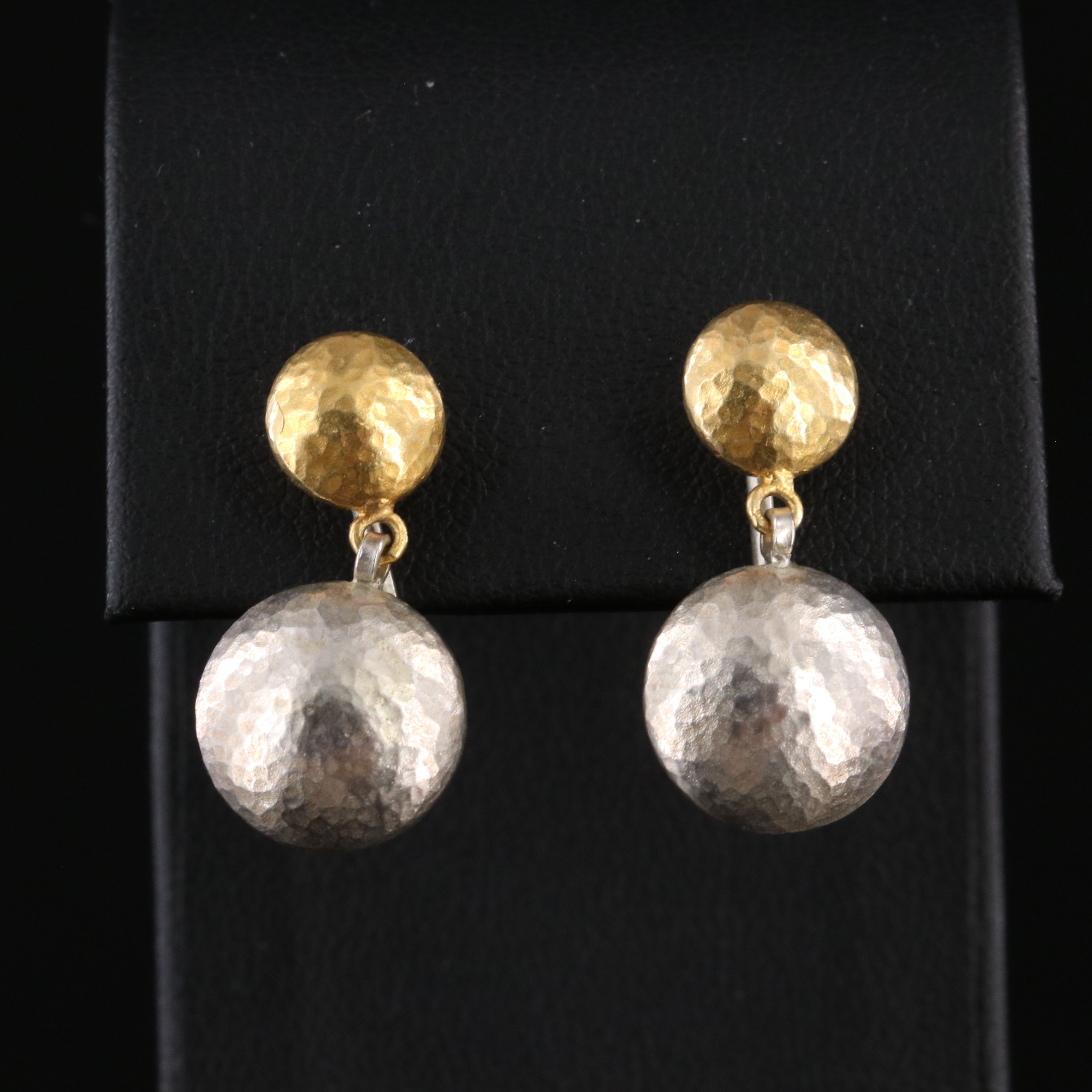 Vintage Sterling Two-Tone Drop Earrings