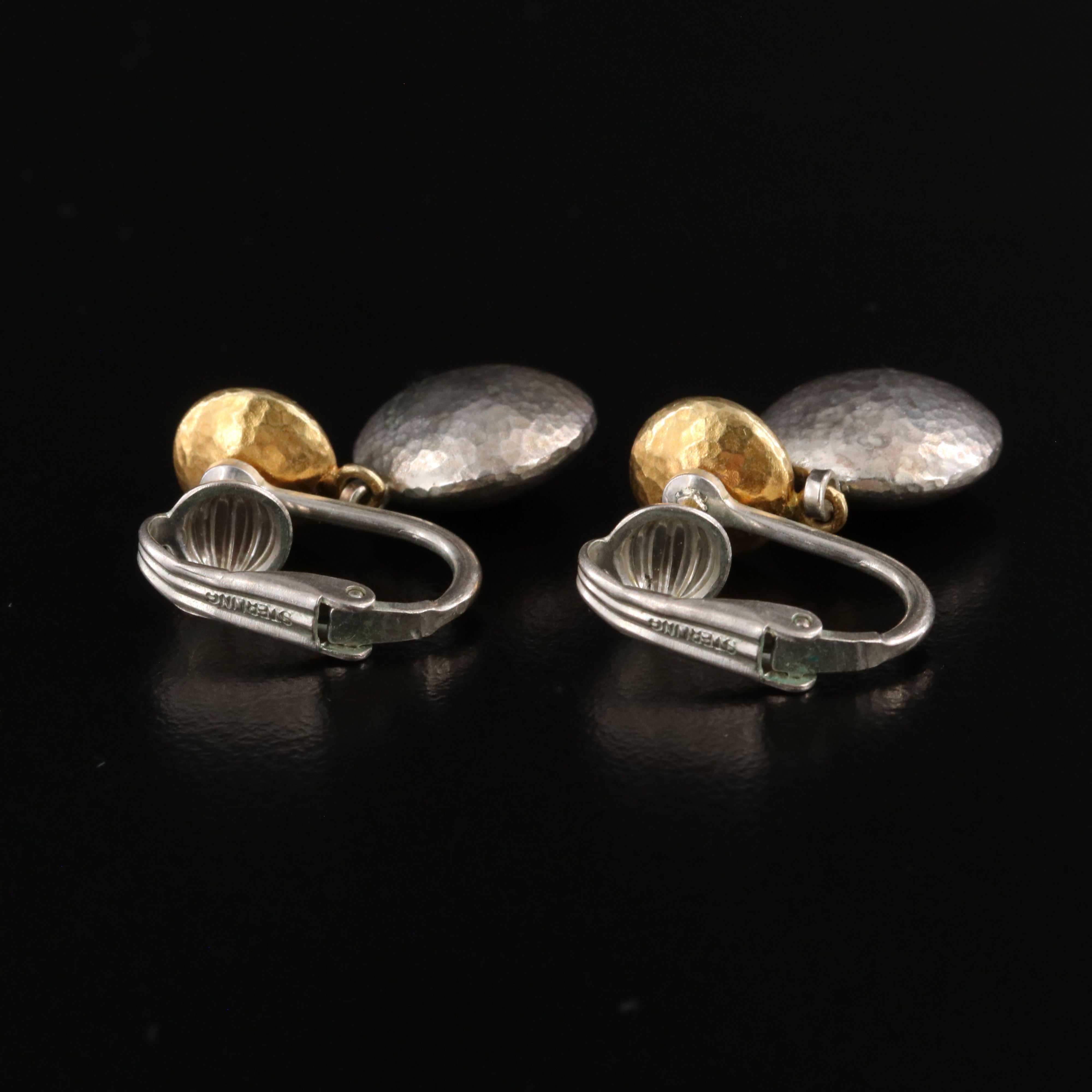Vintage Sterling Two-Tone Drop Earrings
