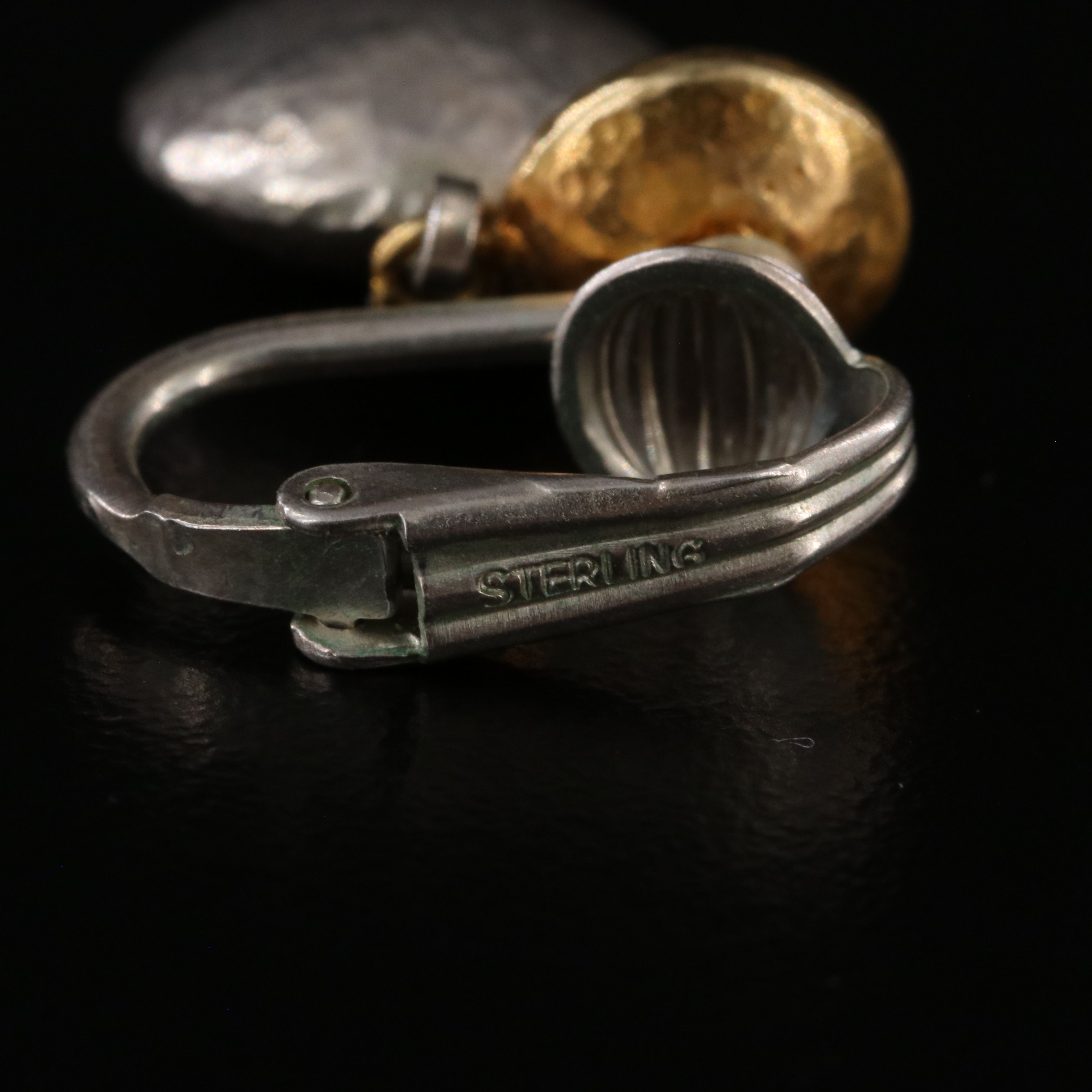 Vintage Sterling Two-Tone Drop Earrings