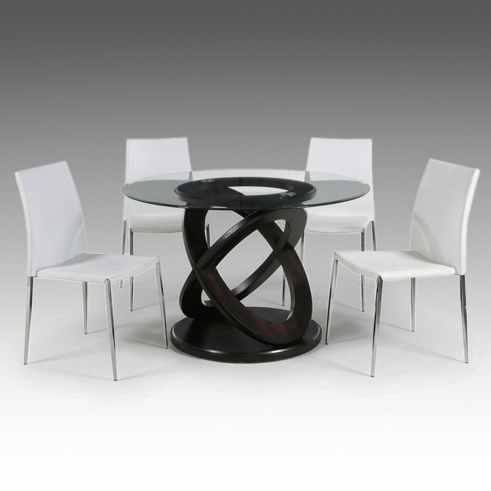 Contemporary Five-Piece Dining Set with Sculptural Infinity-Loop Pedestal Table