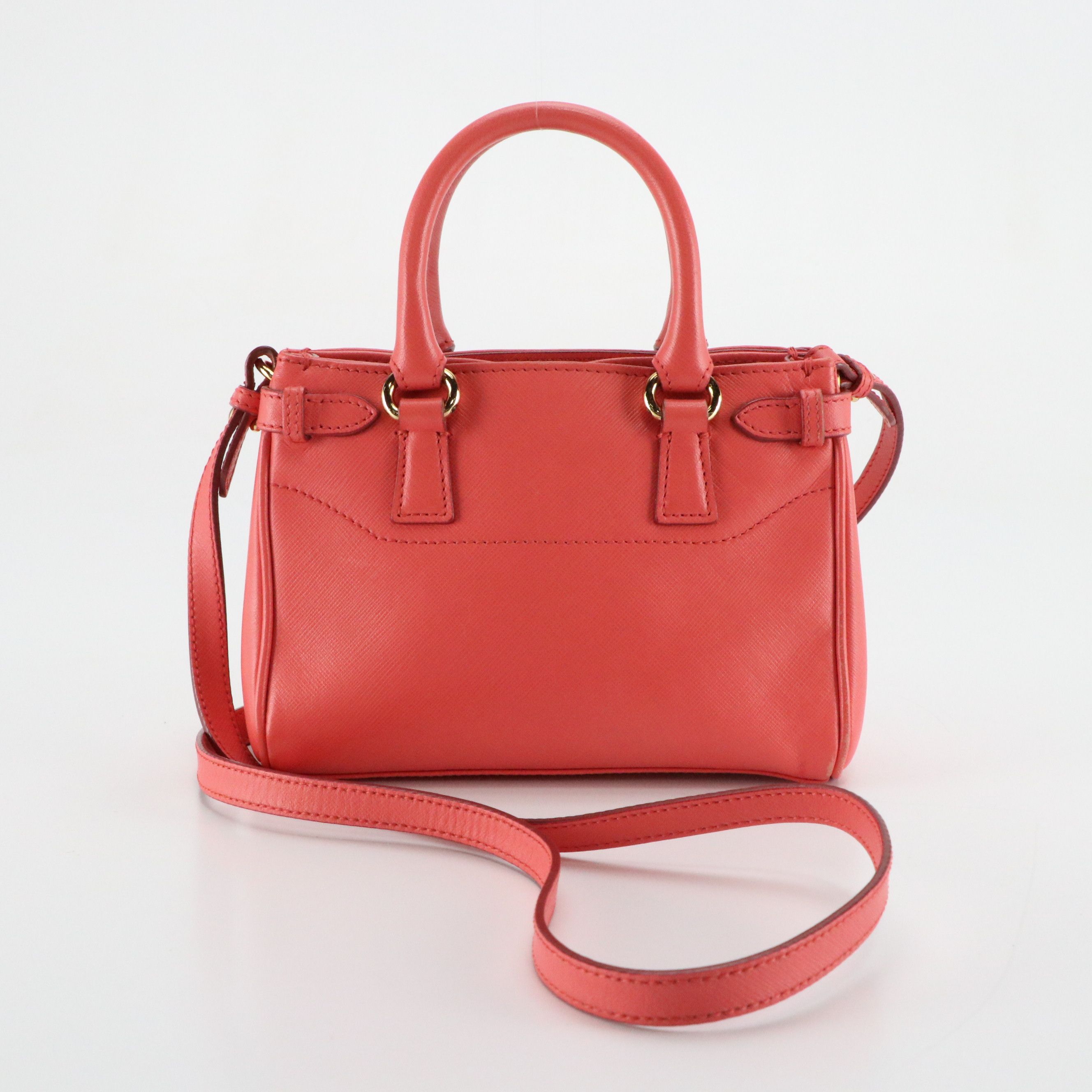 Ferragamo Double Gancini Mini Two Way Bag in Coral Pink Leather