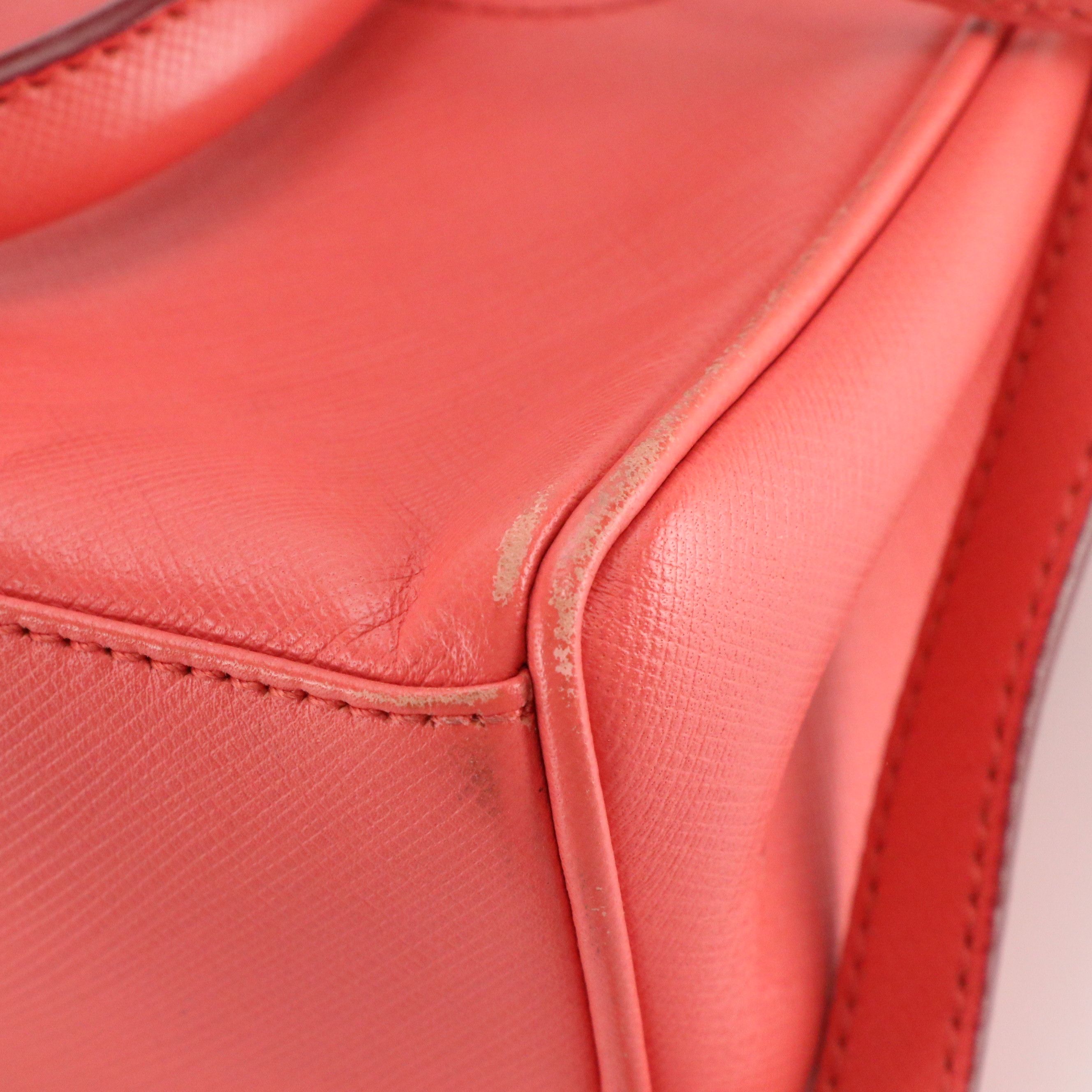 Ferragamo Double Gancini Mini Two Way Bag in Coral Pink Leather