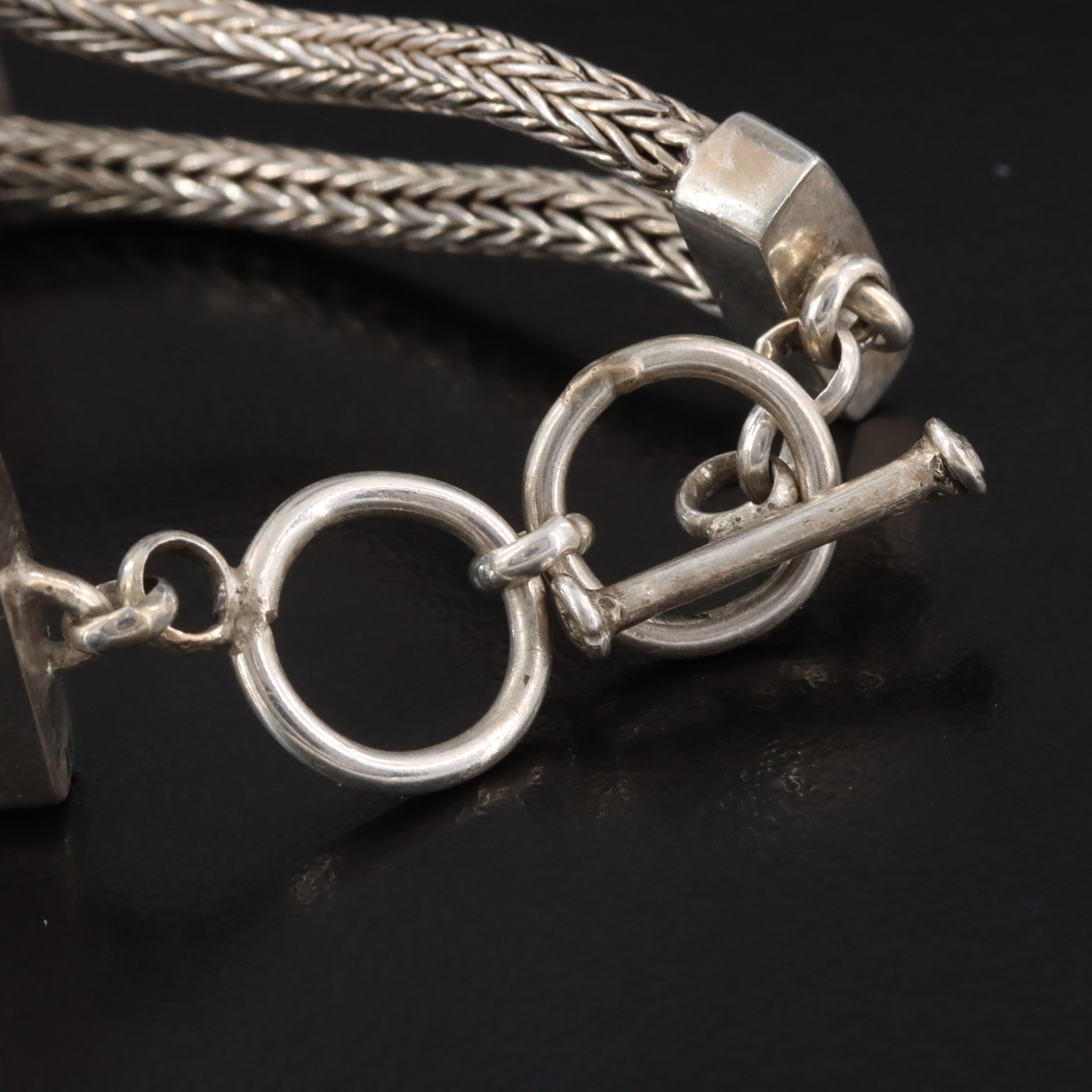 Magnesite, Amethyst and Blue Topaz Bracelet with Sterling