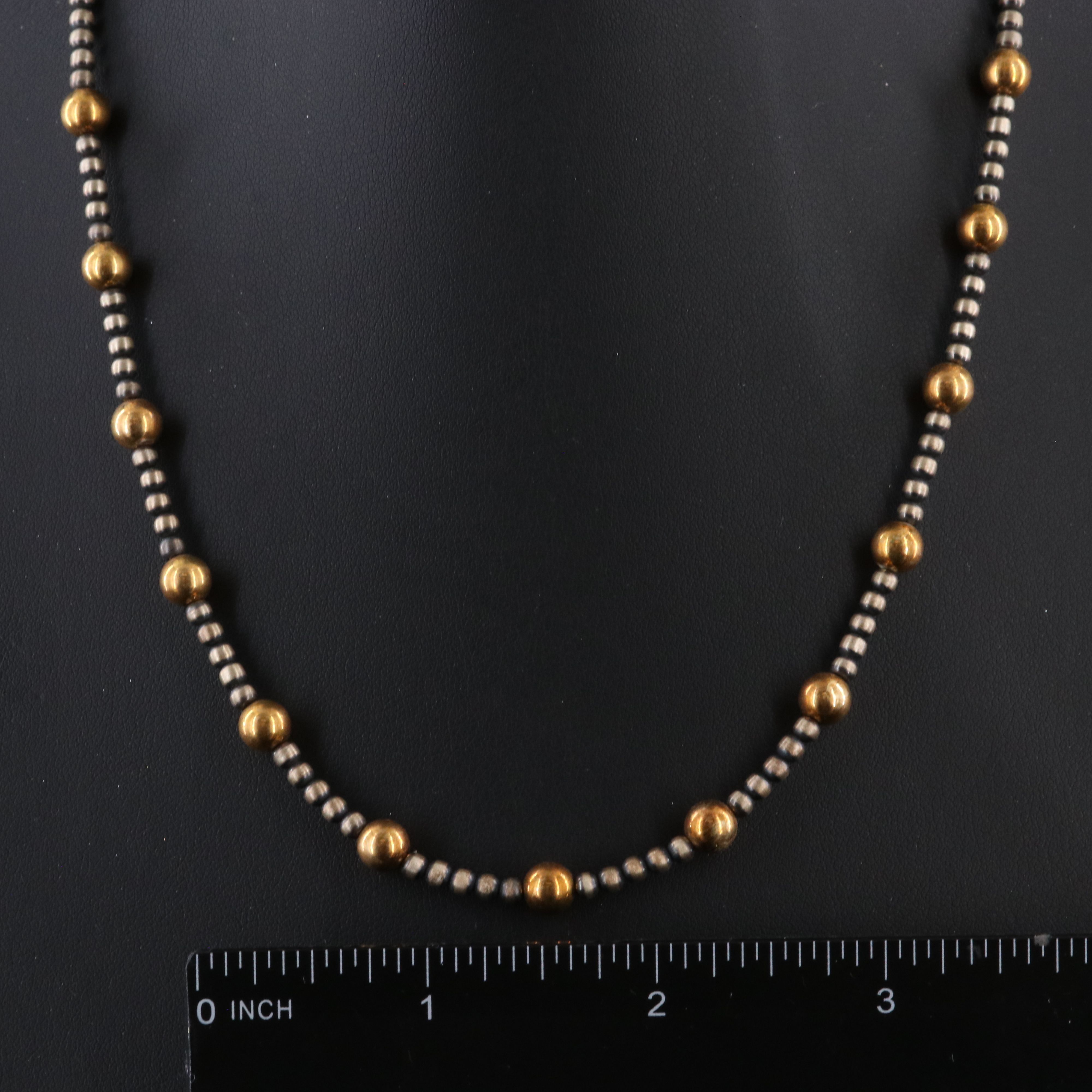 Sterling Two-Tone Bead Necklace