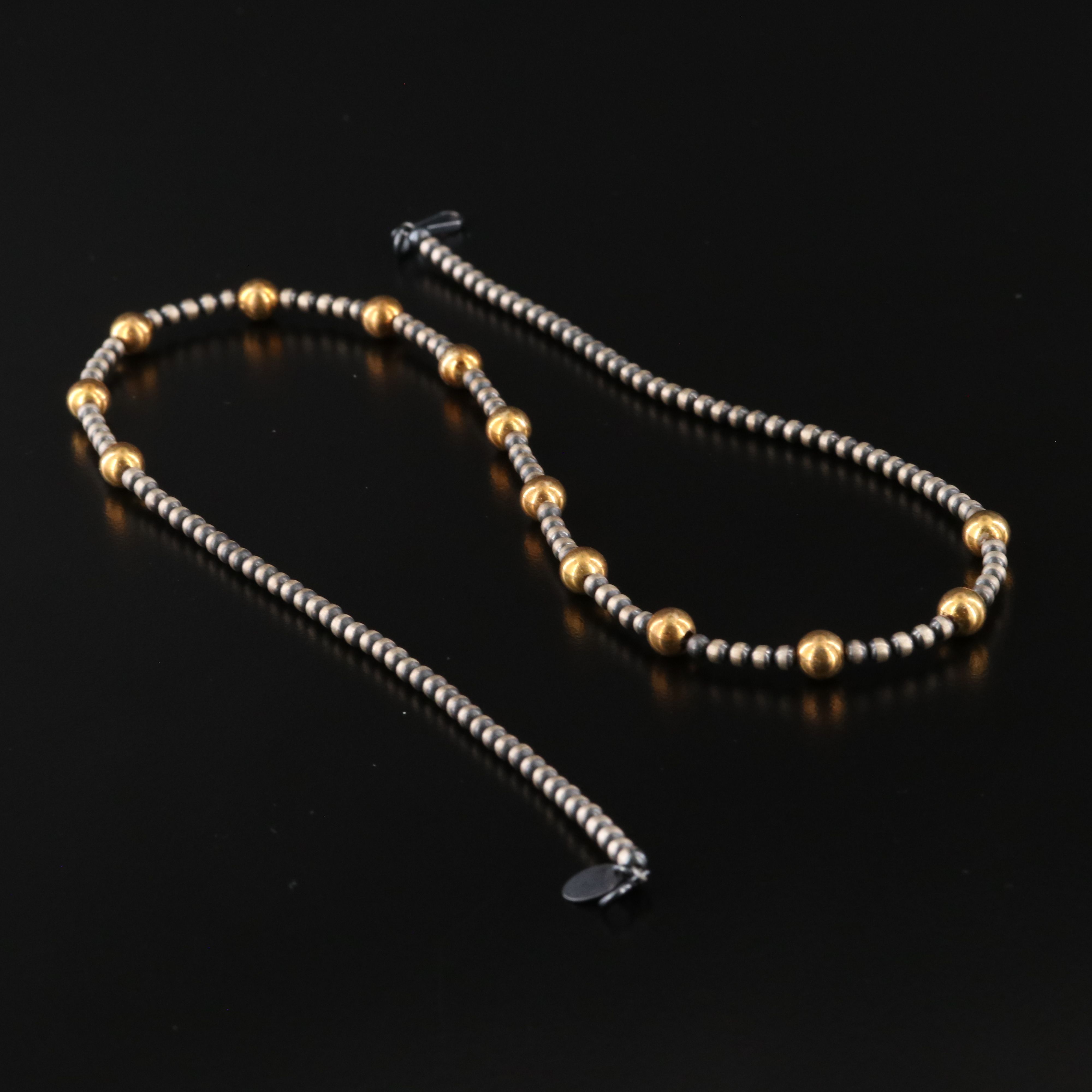 Sterling Two-Tone Bead Necklace